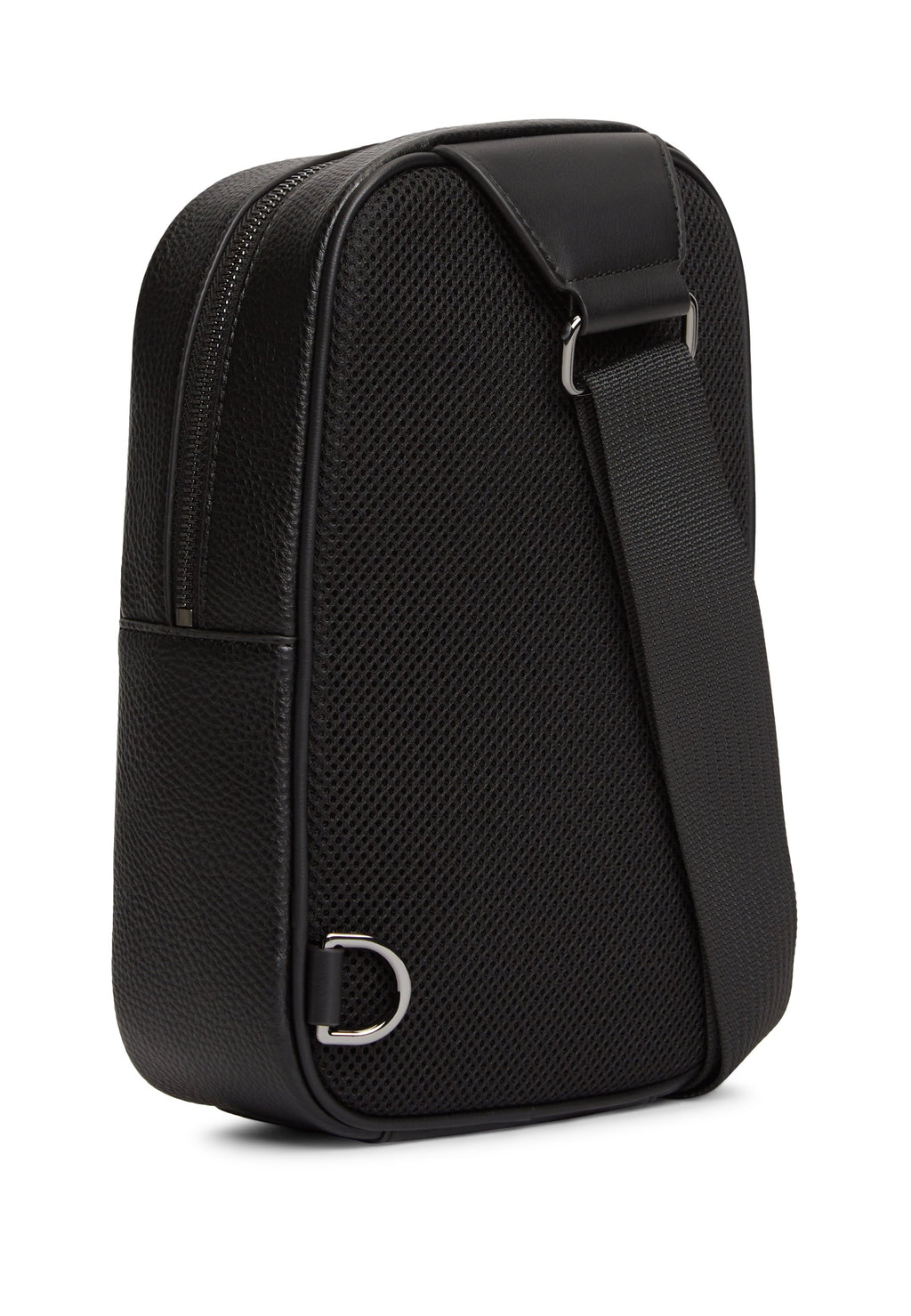 SAC À BANDULIÈRE EN CUIR GRAINÉ AVEC LOGO - Sac bandoulière - noir