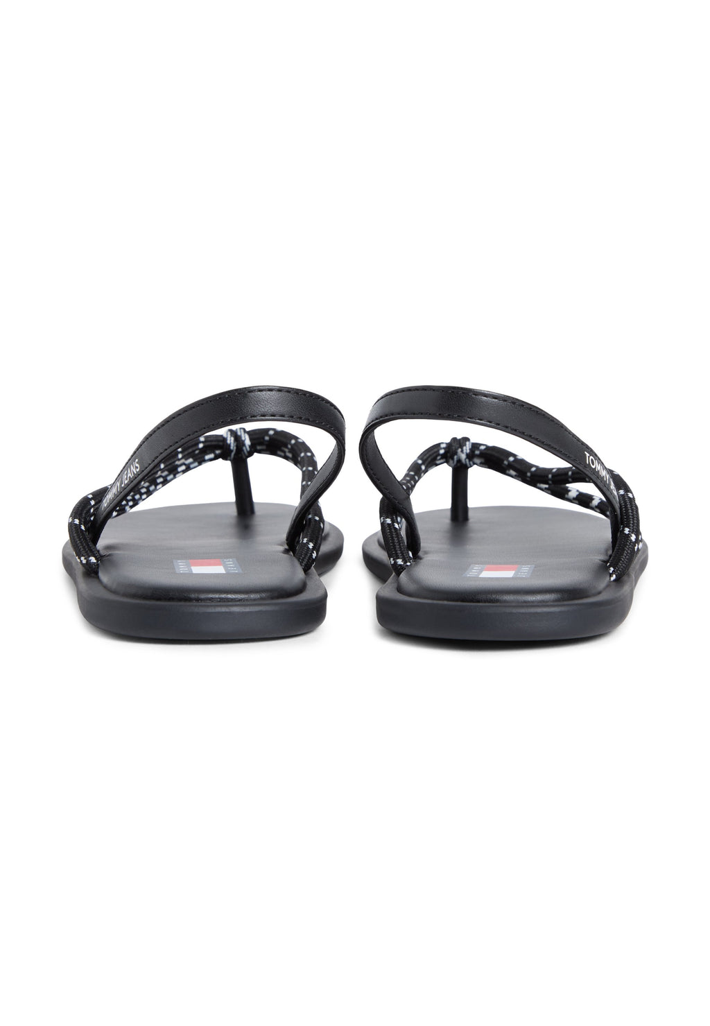 CLAQUETTES AVEC BRIDES EN CORDE ET ARRIÈRE OUVERT - Tongs entre-doigts - noir
