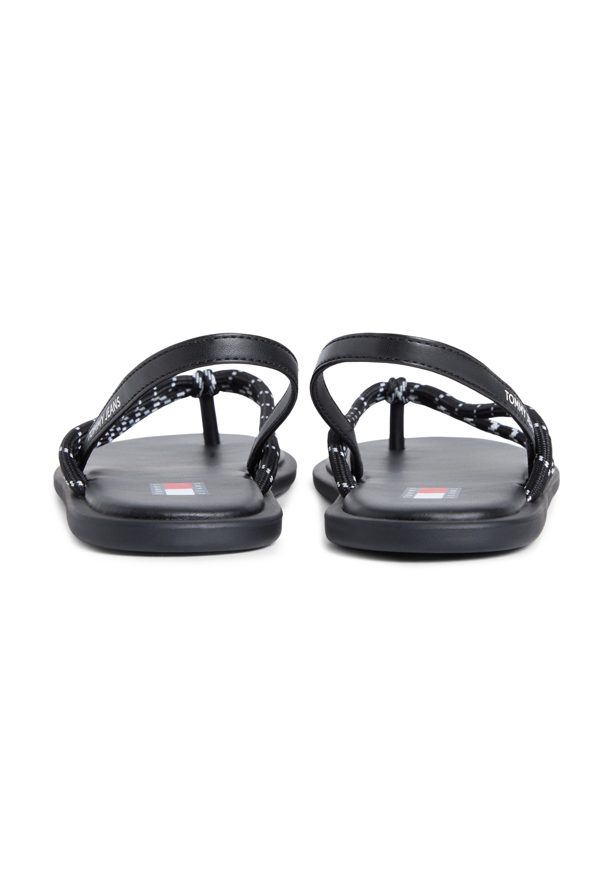CLAQUETTES AVEC BRIDES EN CORDE ET ARRIÈRE OUVERT - Tongs entre-doigts - noir