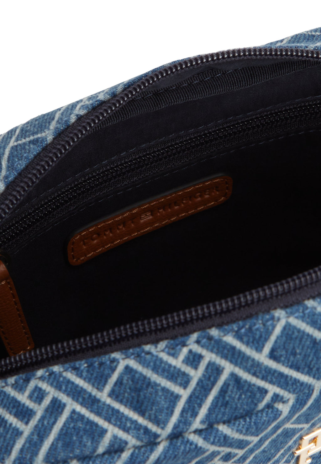 TH MONOGRAM DENIM CROSSBODY CAMERA BAG - Handbag - blue