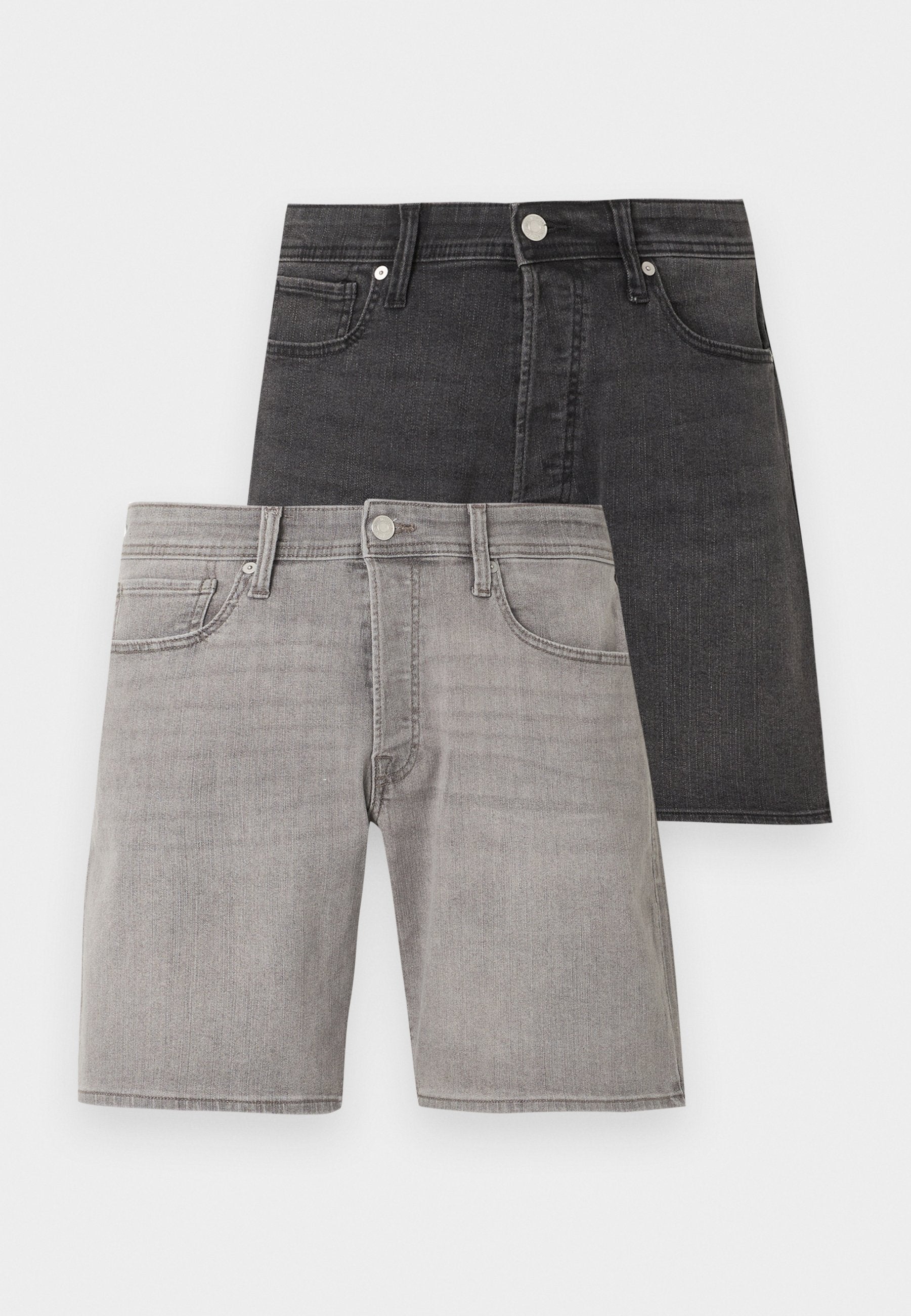 JJIRICK JJORIGINAL 2 PACK - Denim shorts - black denim/grey denim