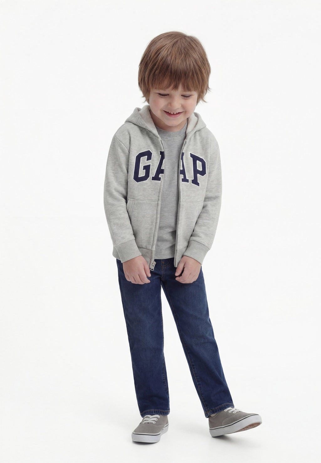 BABYGAP RELAXED LOGO ZIP HOODIE - Zip-up sweatshirt - light grey