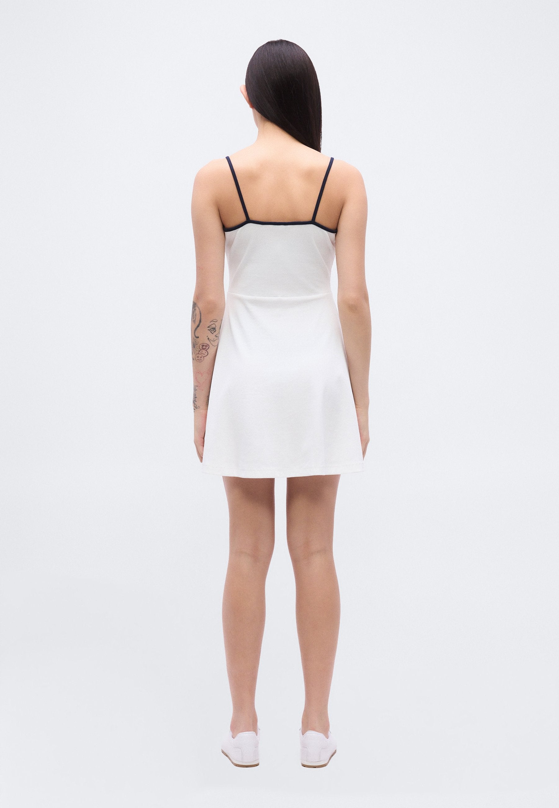 ROBE ÉVASÉE TOMMY BADGE STRAP - Robe en jersey - écru