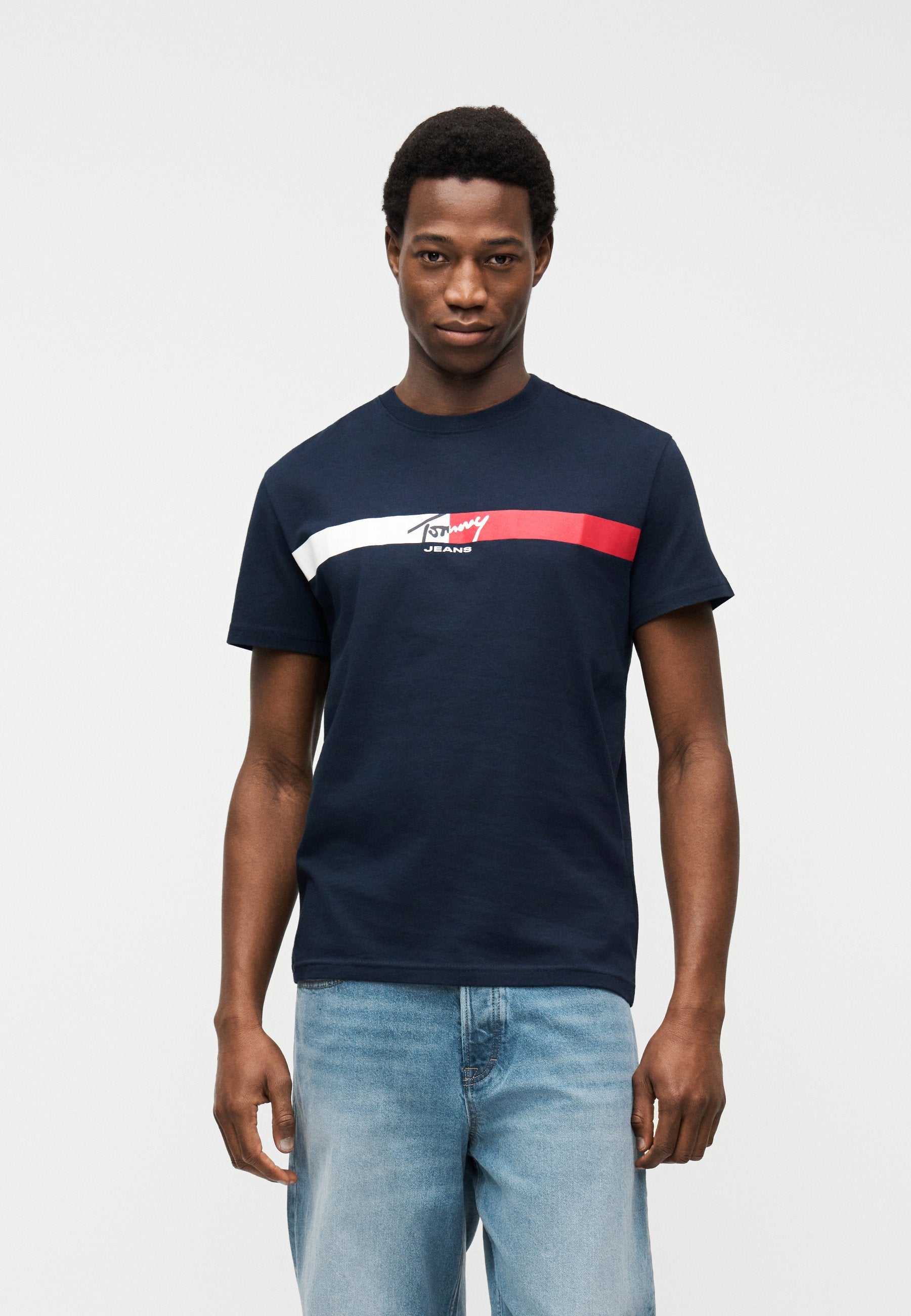 SIGNATURE LOGO JERSEY T-SHIRT - Print T-shirt - dark night navy