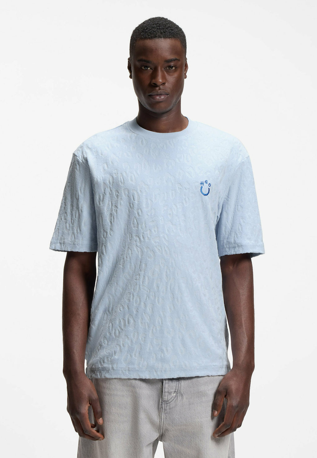 HUGO NAGUTEE - Print T-shirt - open blue