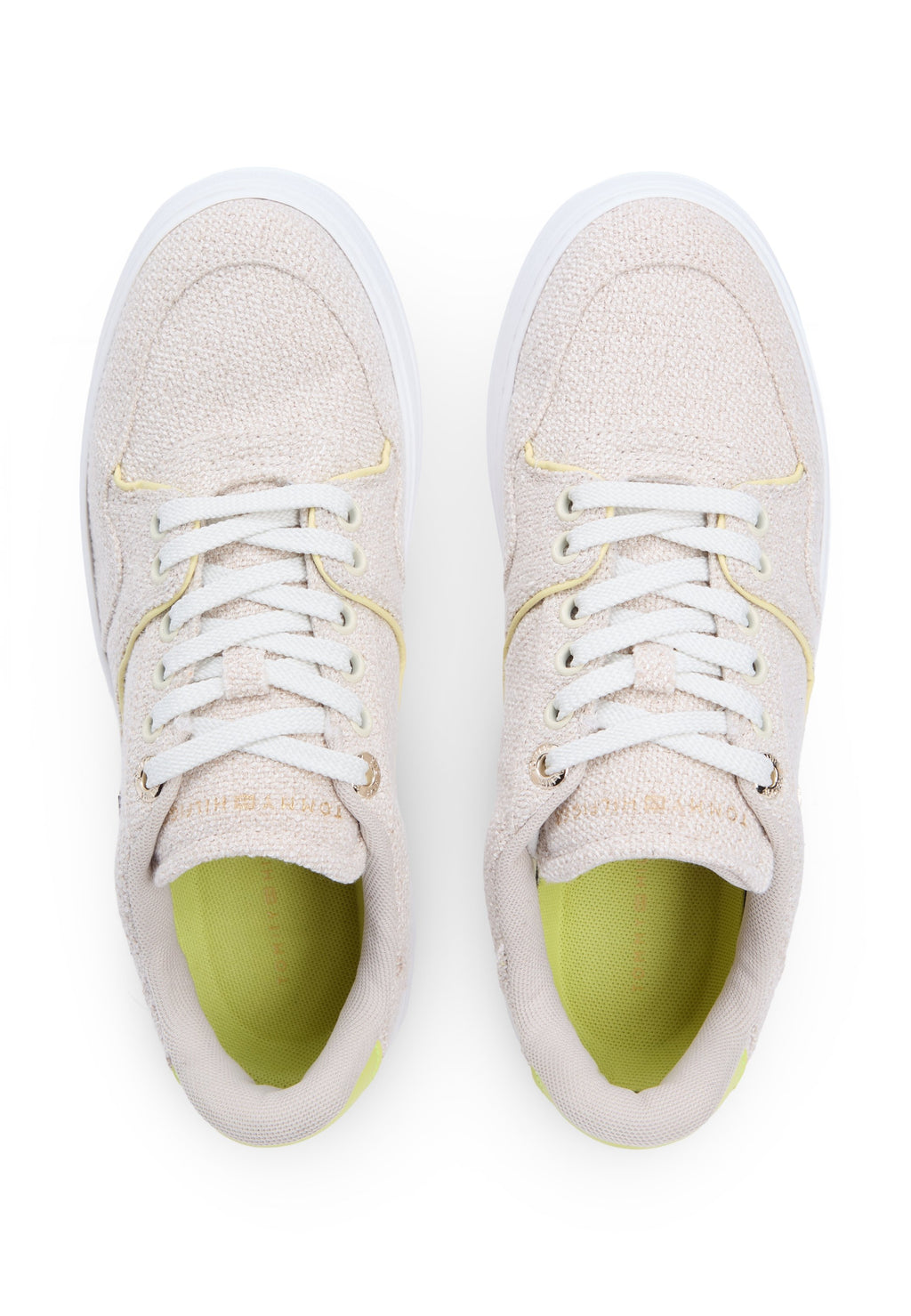 TH MONOGRAM TEXTILE COURT TRAINERS - Trainers - classic beige/lime zing