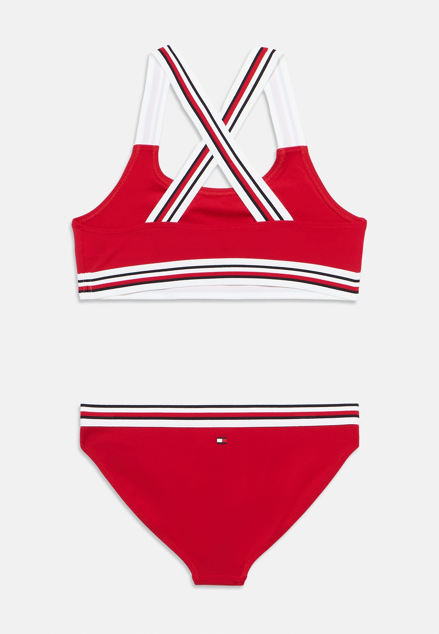 GLOBAL STRIPE BRALETTE AND BRIEFS SET - Bikini - primary red