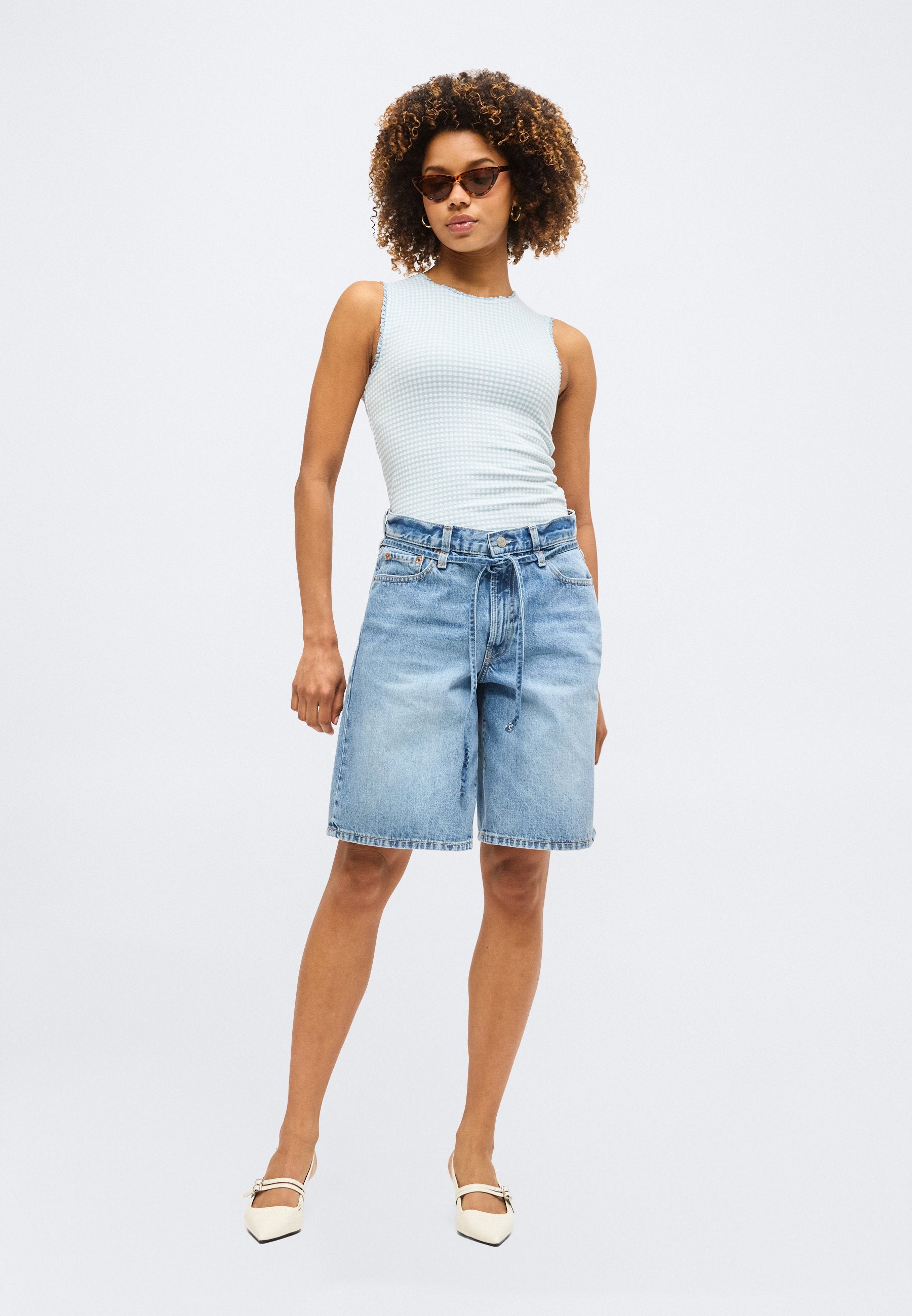 GINGHAM - Top - light blue