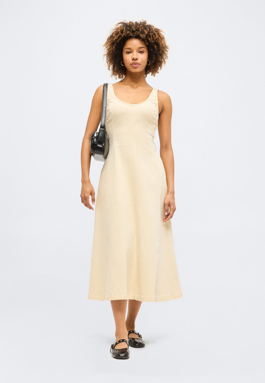 SCOOPNECK DRESS  - Denim dress - beach pebble