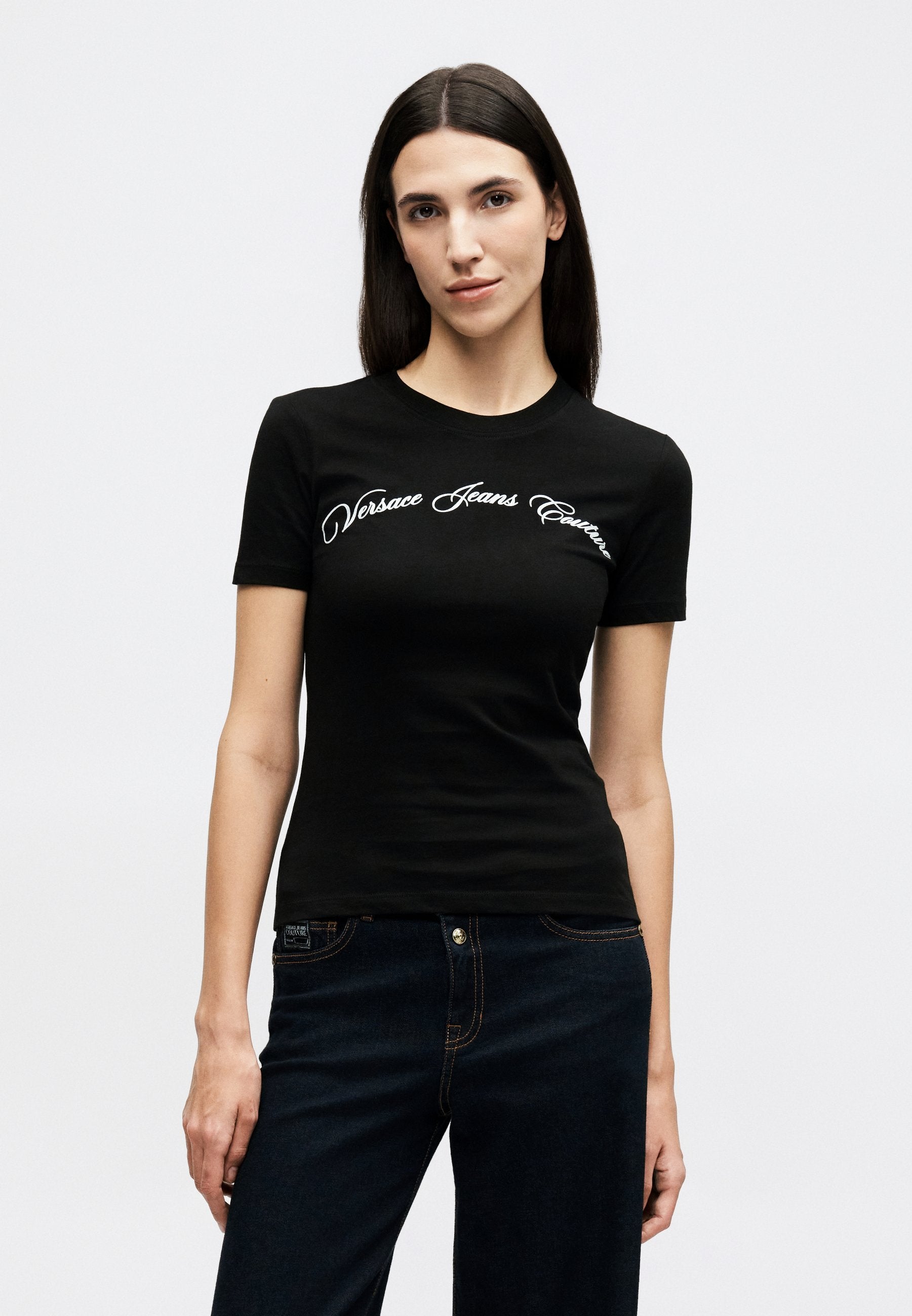 CURSIVE LOGO GLITTER - Basic T-shirt - black