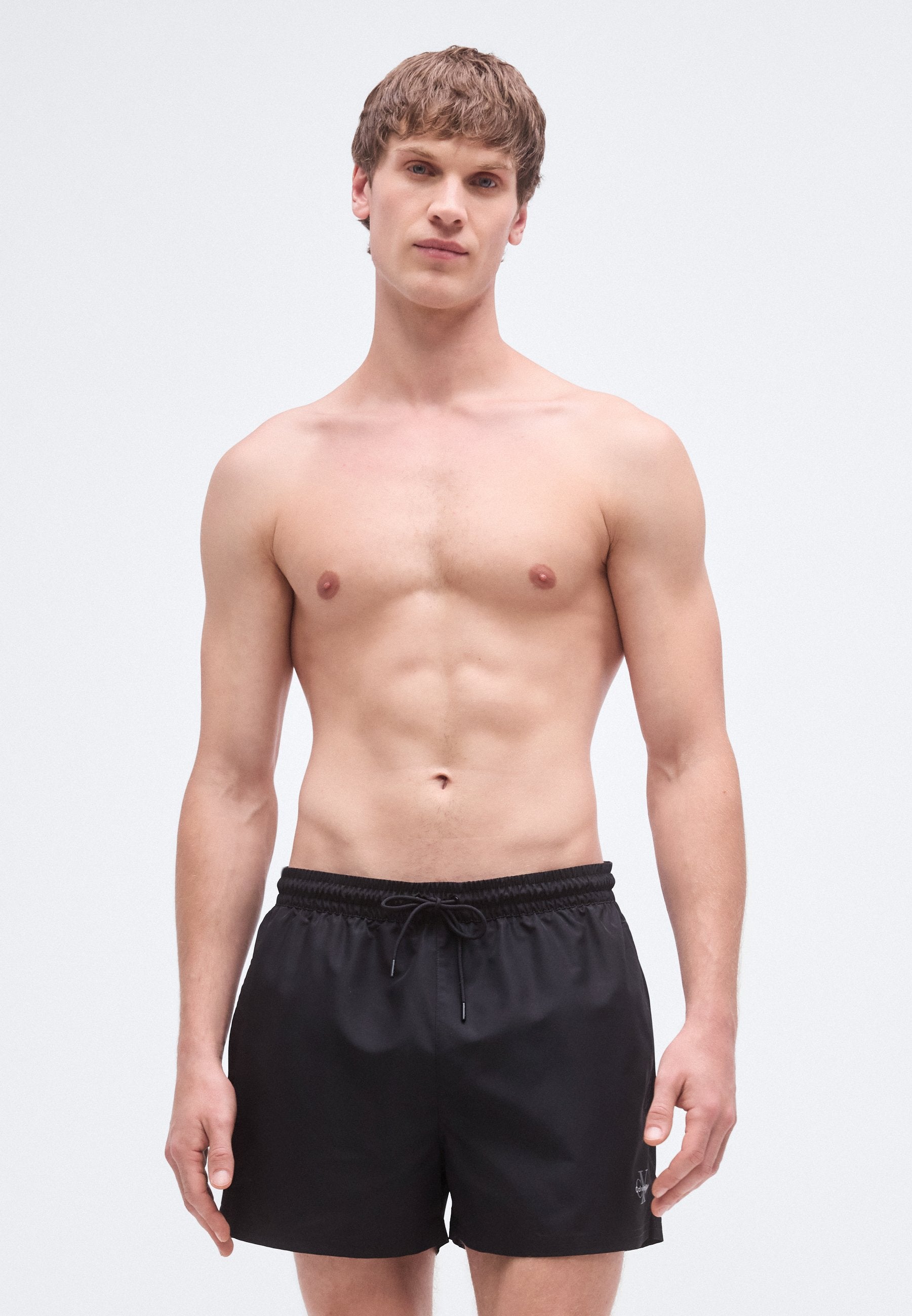 DRAWSTRING WAISTBAND GRAPHIC MONOGRAM - Swimming shorts - black