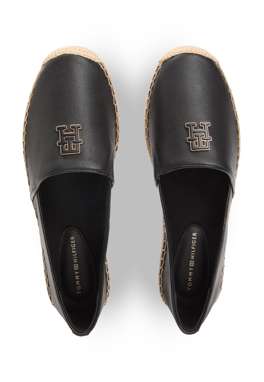 TH MONOGRAM LEATHER ESPADRILLES - Espadrilles - black