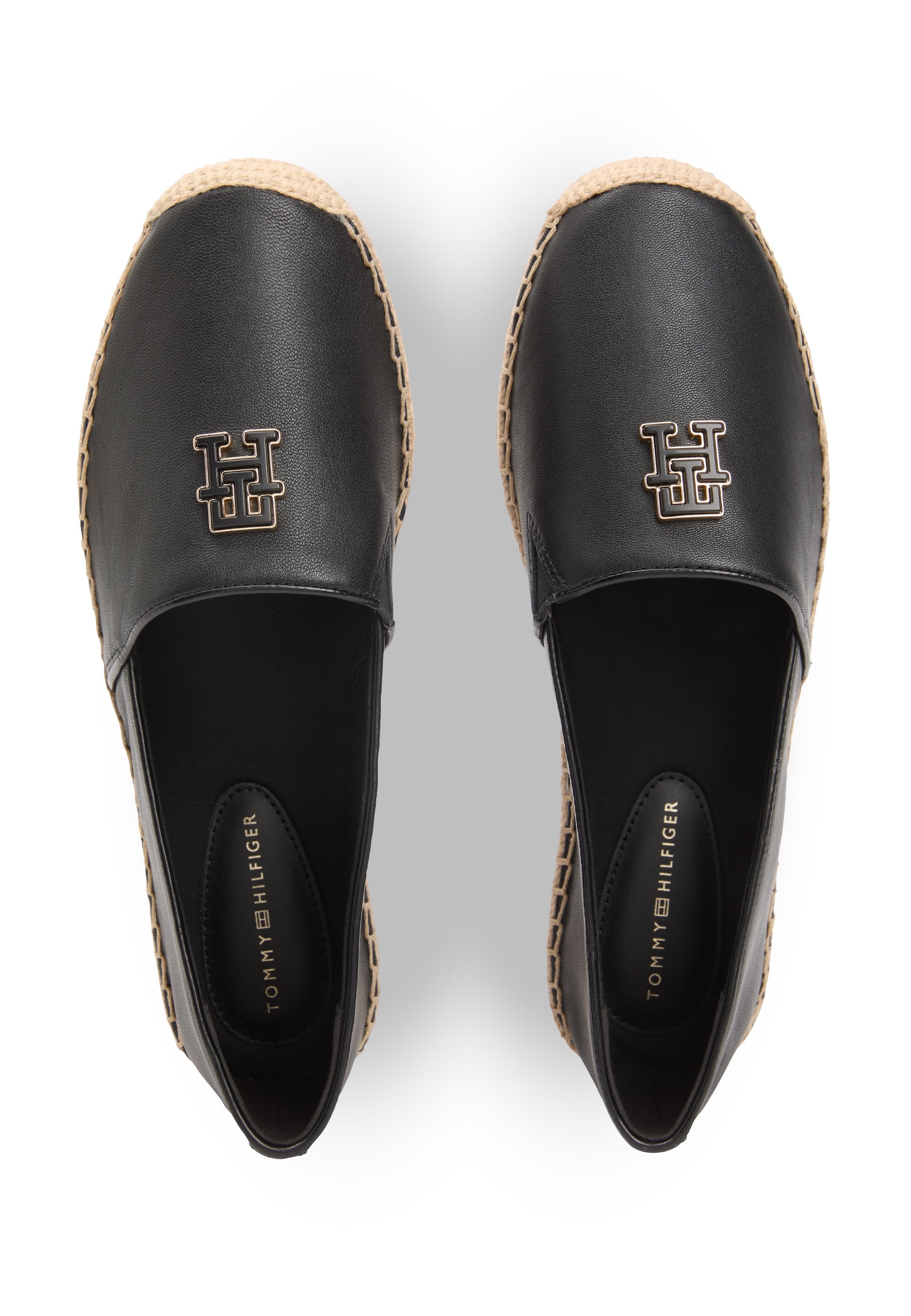TH MONOGRAM LEATHER ESPADRILLES - Espadrilles - black