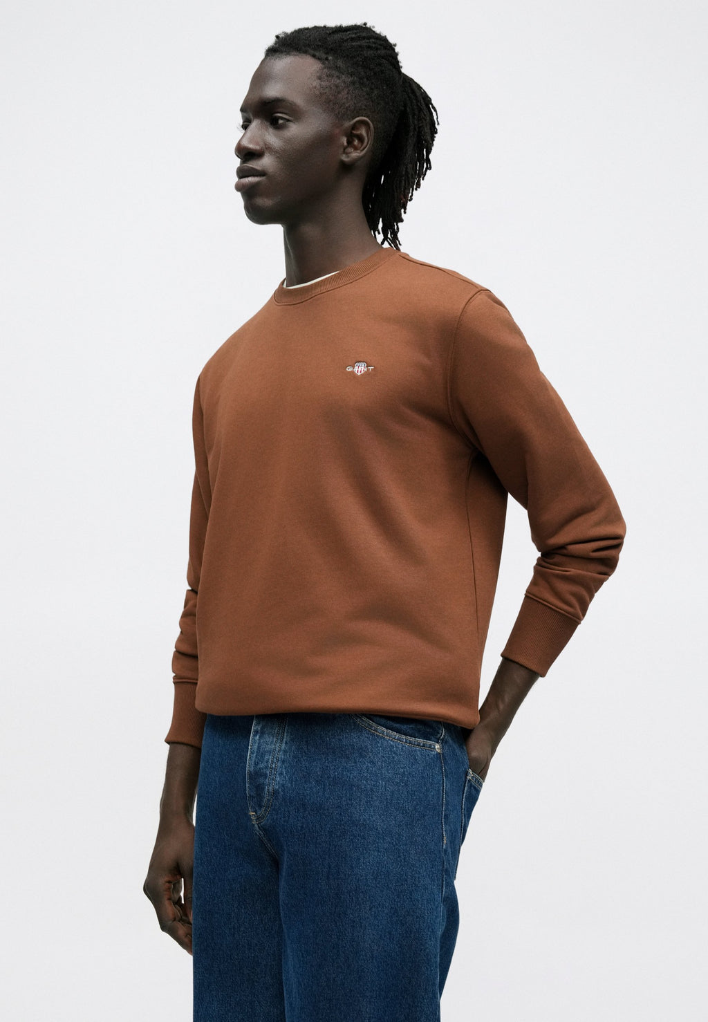 REG  SHIELD C NECK - Sweatshirt - mahogany brown
