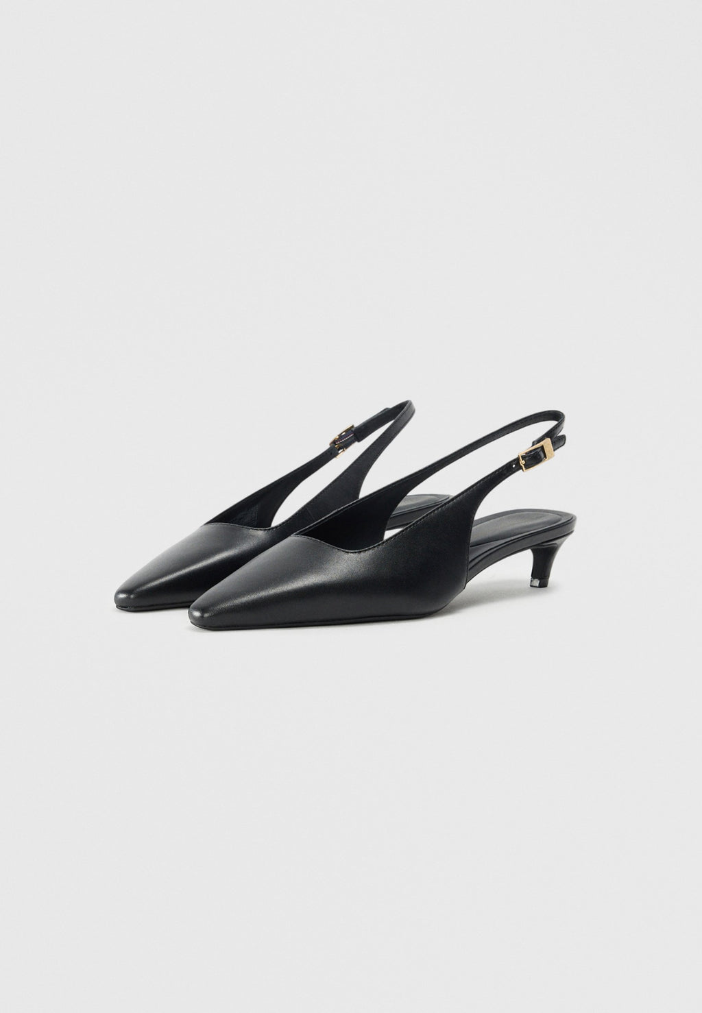 TH MONOGRAM LEATHER SLINGBACK KITTEN HEELS - Classic heels - black