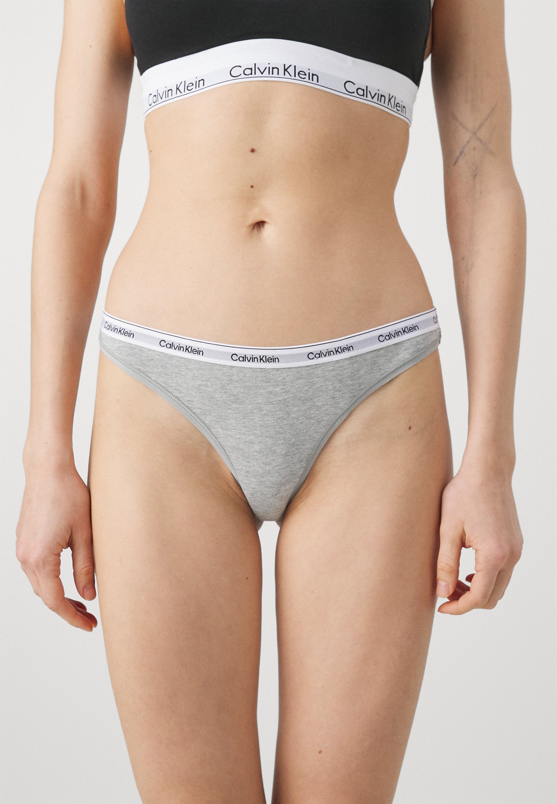 THONG LOGO ICON 3'LÜ PAKET - Tanga - siyah/gri