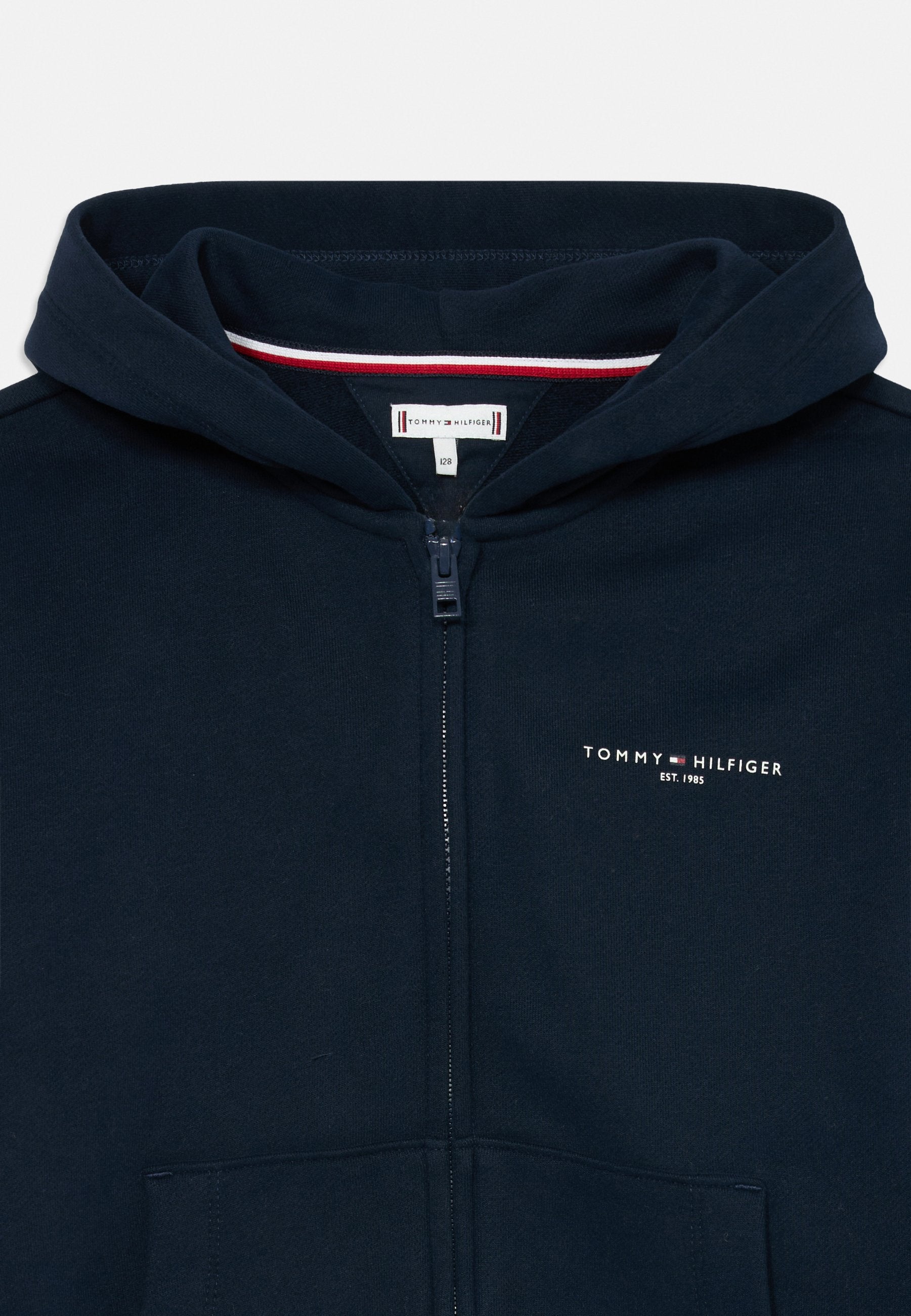 LOGO BRUSHED FLEECE ZIP-THRU HOODY - سويت شيرت بسحاب - كحلي داكن