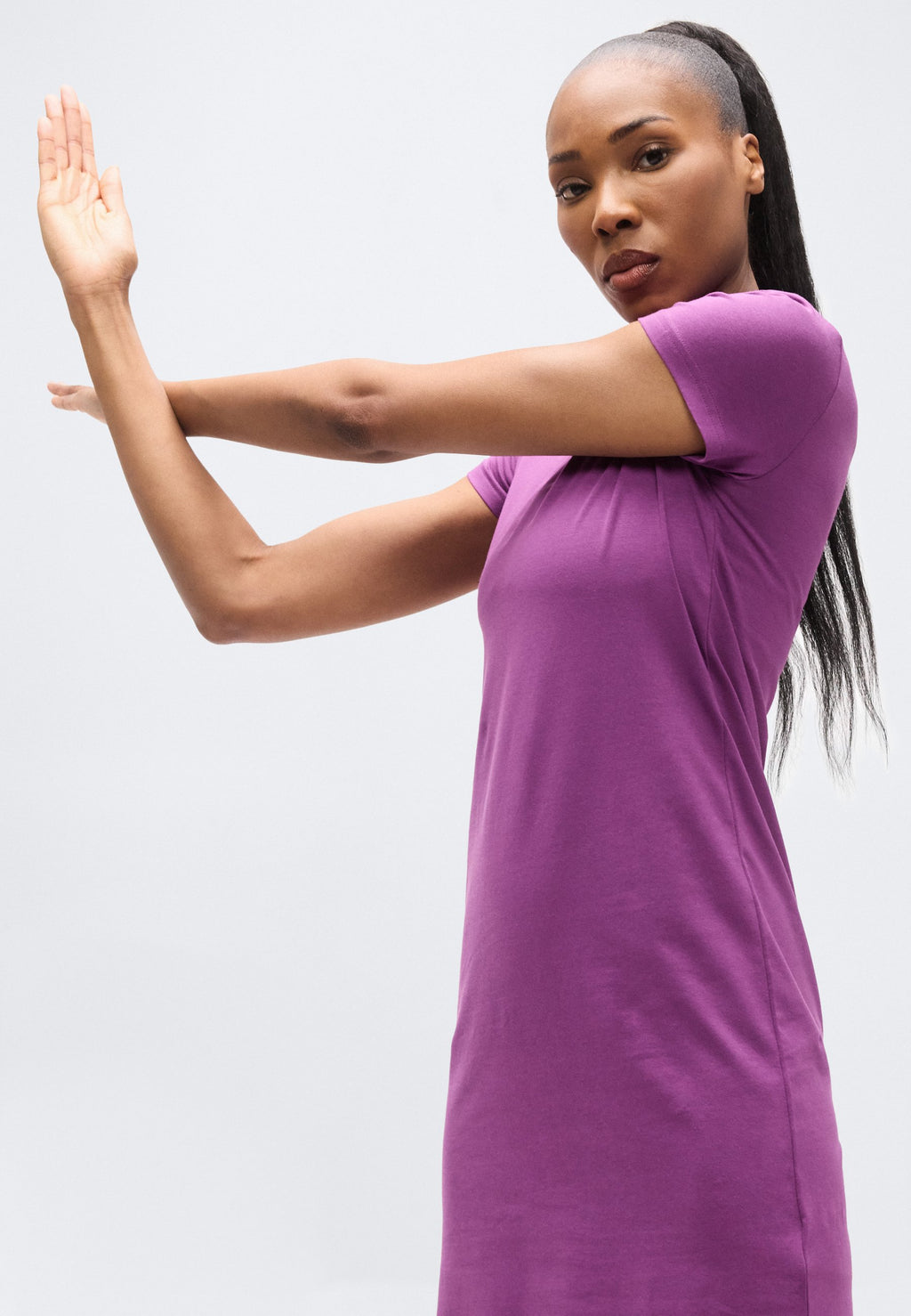ESS SMALL NO. 1 LOGO SLIM - Jersey dress - plum wine