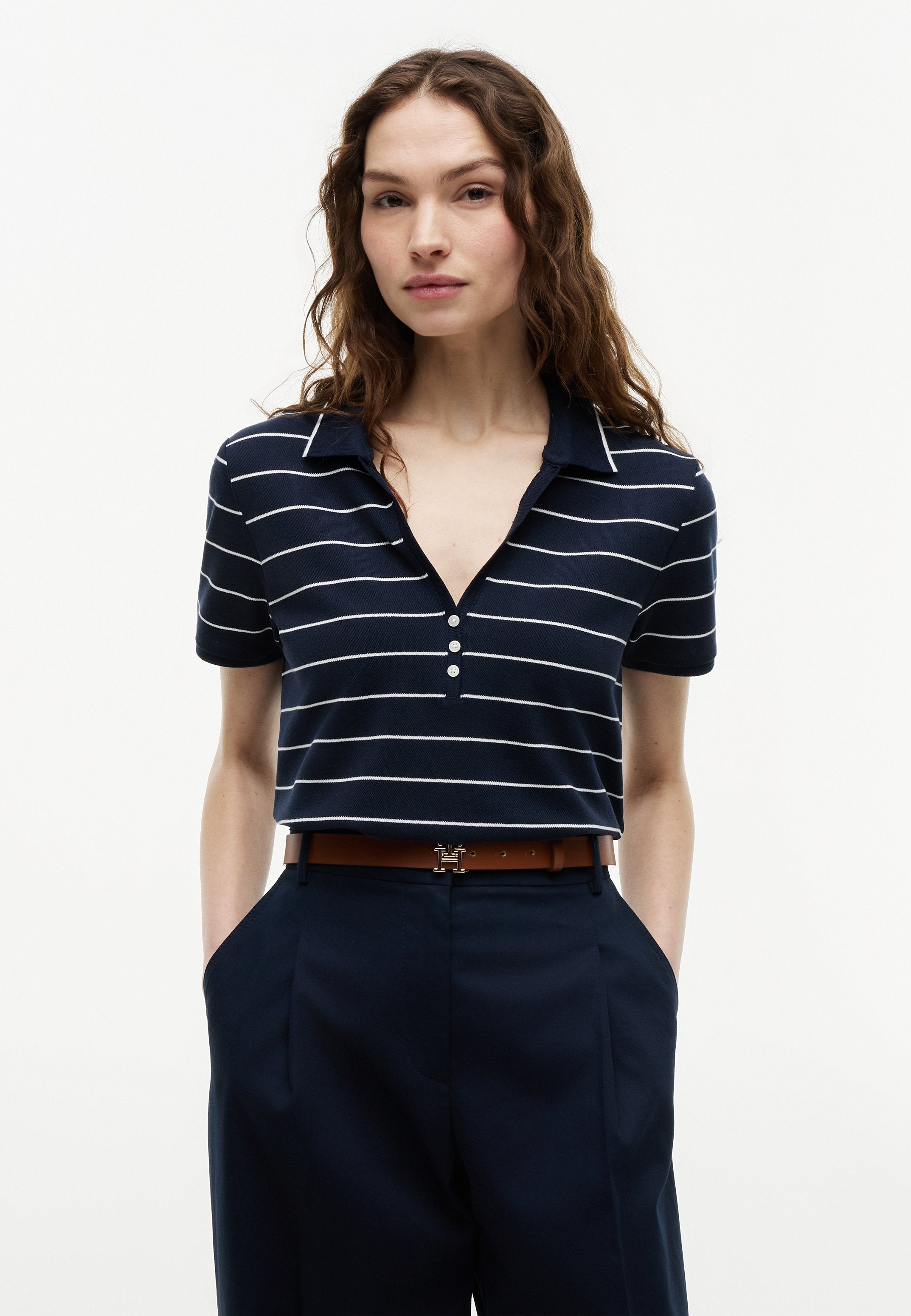 Polo shirt - fine stp dark night navy / white