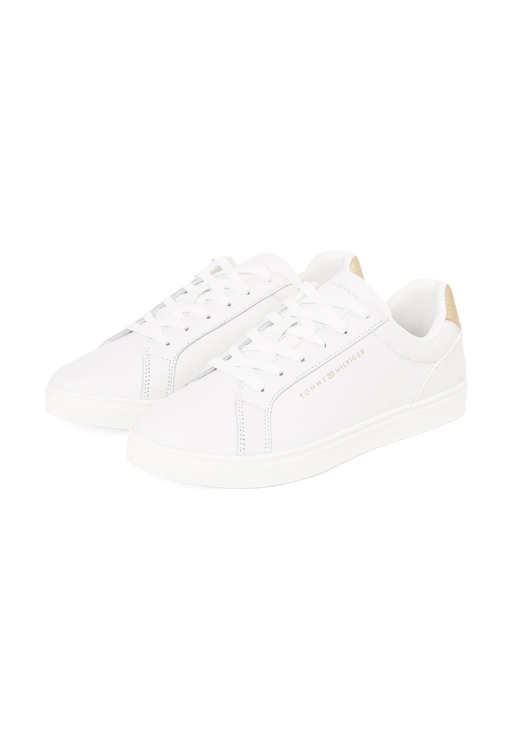 METALLIC HEEL LEATHER CUPSOLE TRAINERS - Trainers - ecru