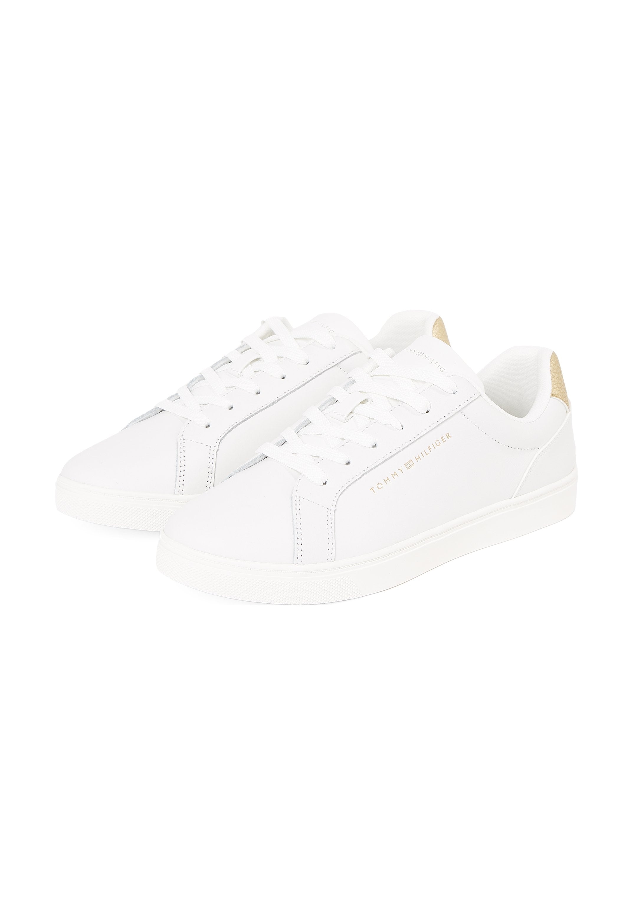 METALLIC HEEL LEATHER CUPSOLE TRAINERS - Trainers - ecru