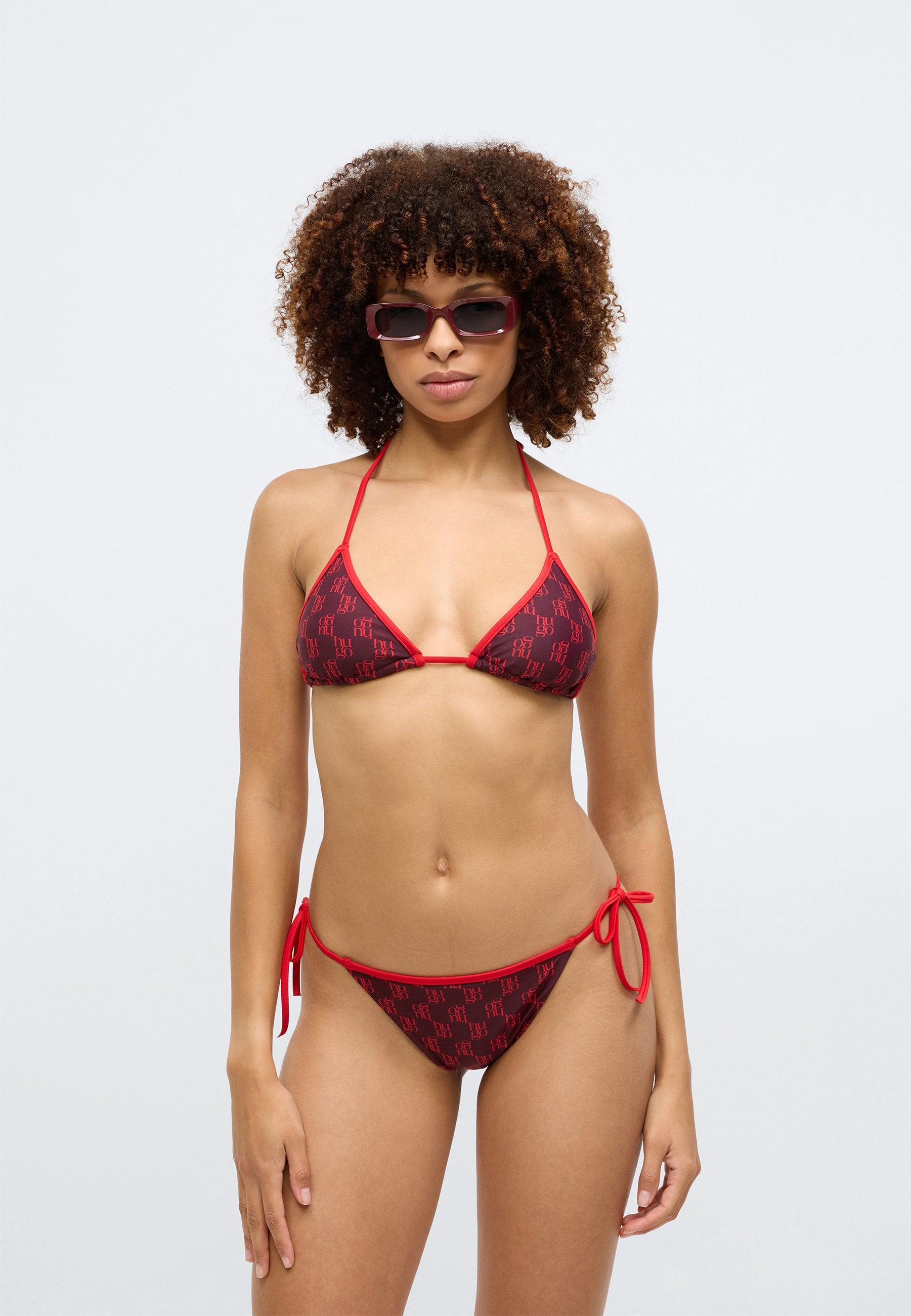 MONOGRAM SIDE TIE - Bikini bottoms - open red