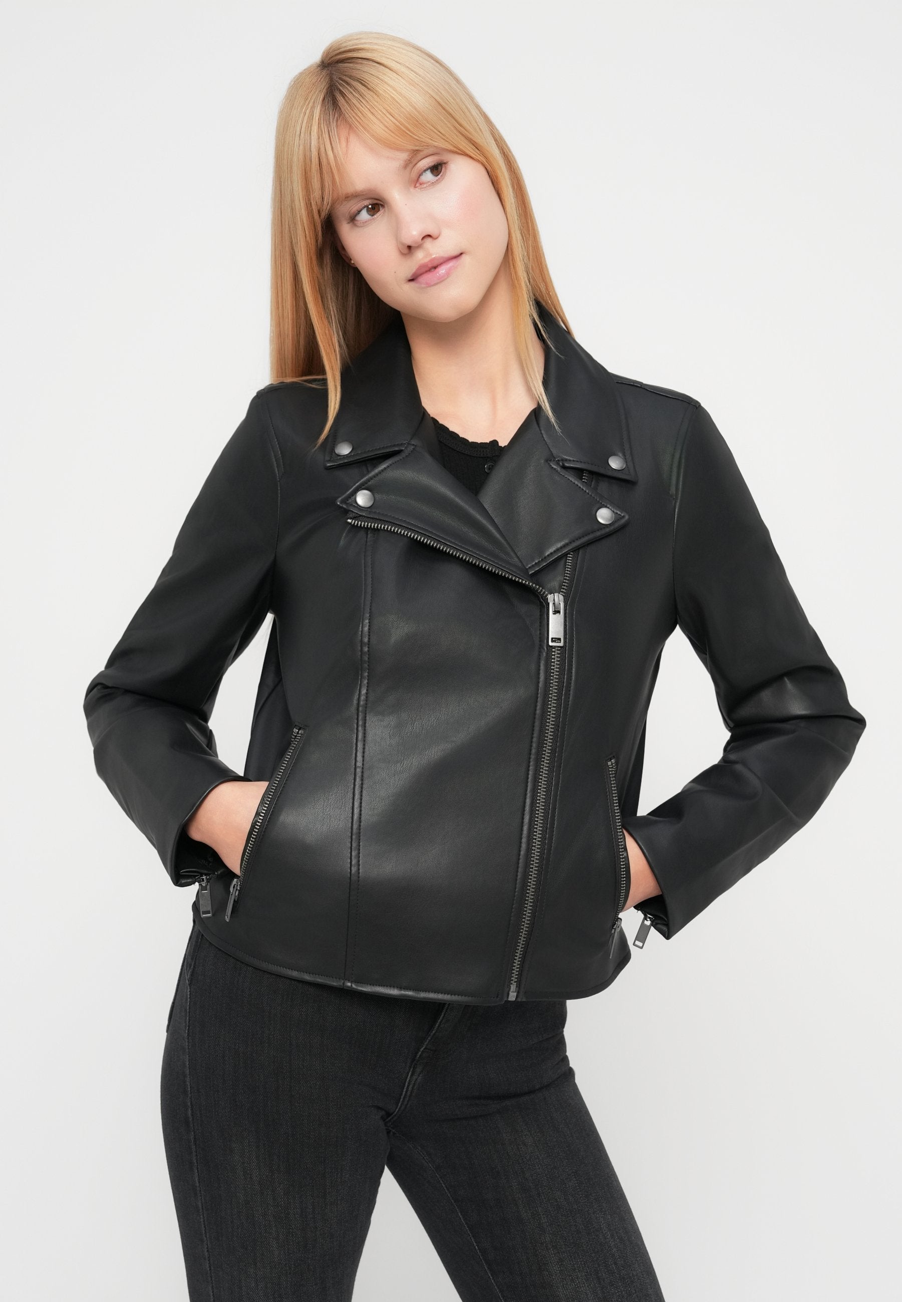 MOTO  - Leather jacket - black