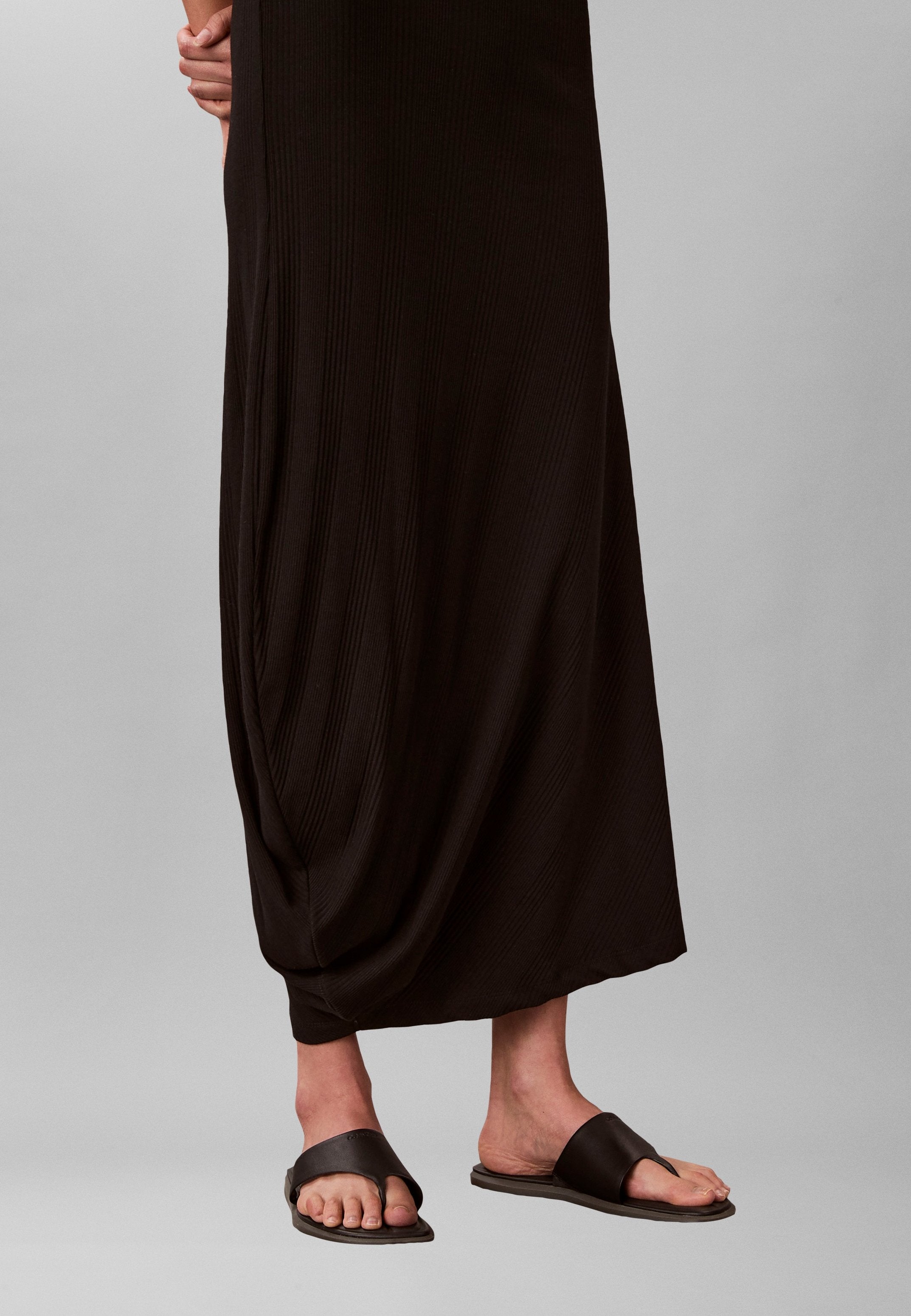 VARIGATED ASYM DRAPED MID - Day dress - black