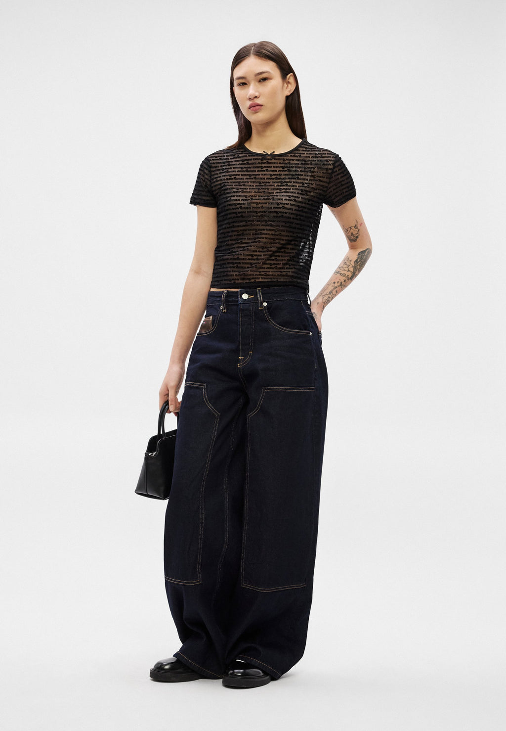 KNEE PANEL MID RISE LOOSE JEANS - Loose Jeans - denim dark