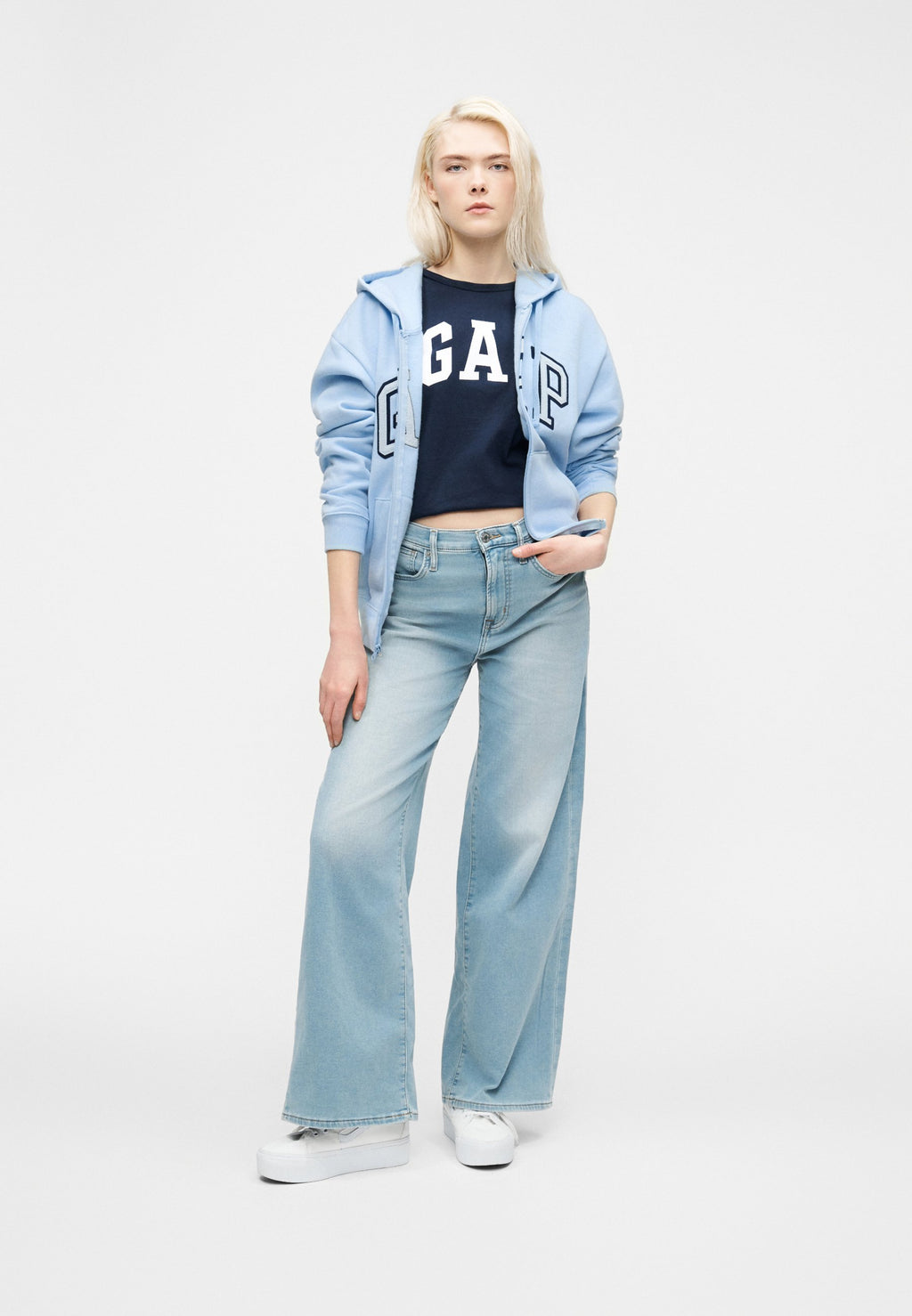 HERITAGE  - Zip-up sweatshirt - light blue shadow