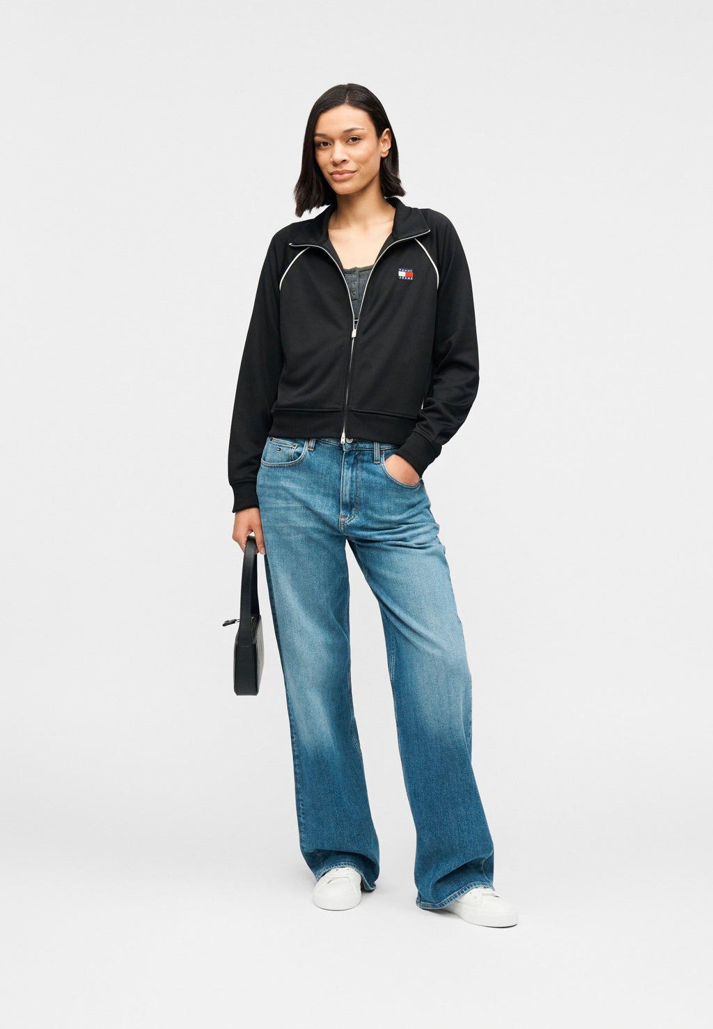 TOMMY BADGE INTERLOCK KNIT TRACK JACKET - Training jacket - black