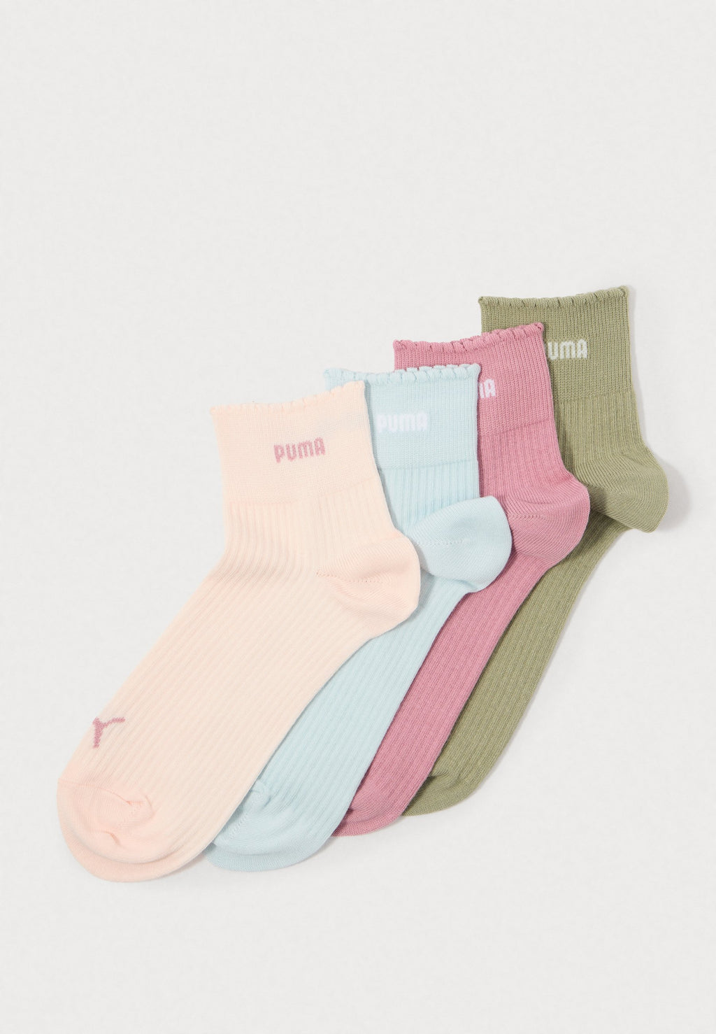 WOMEN SCALLOP EDGE QUARTER 4 PACK  - Socks - blue/green/pink