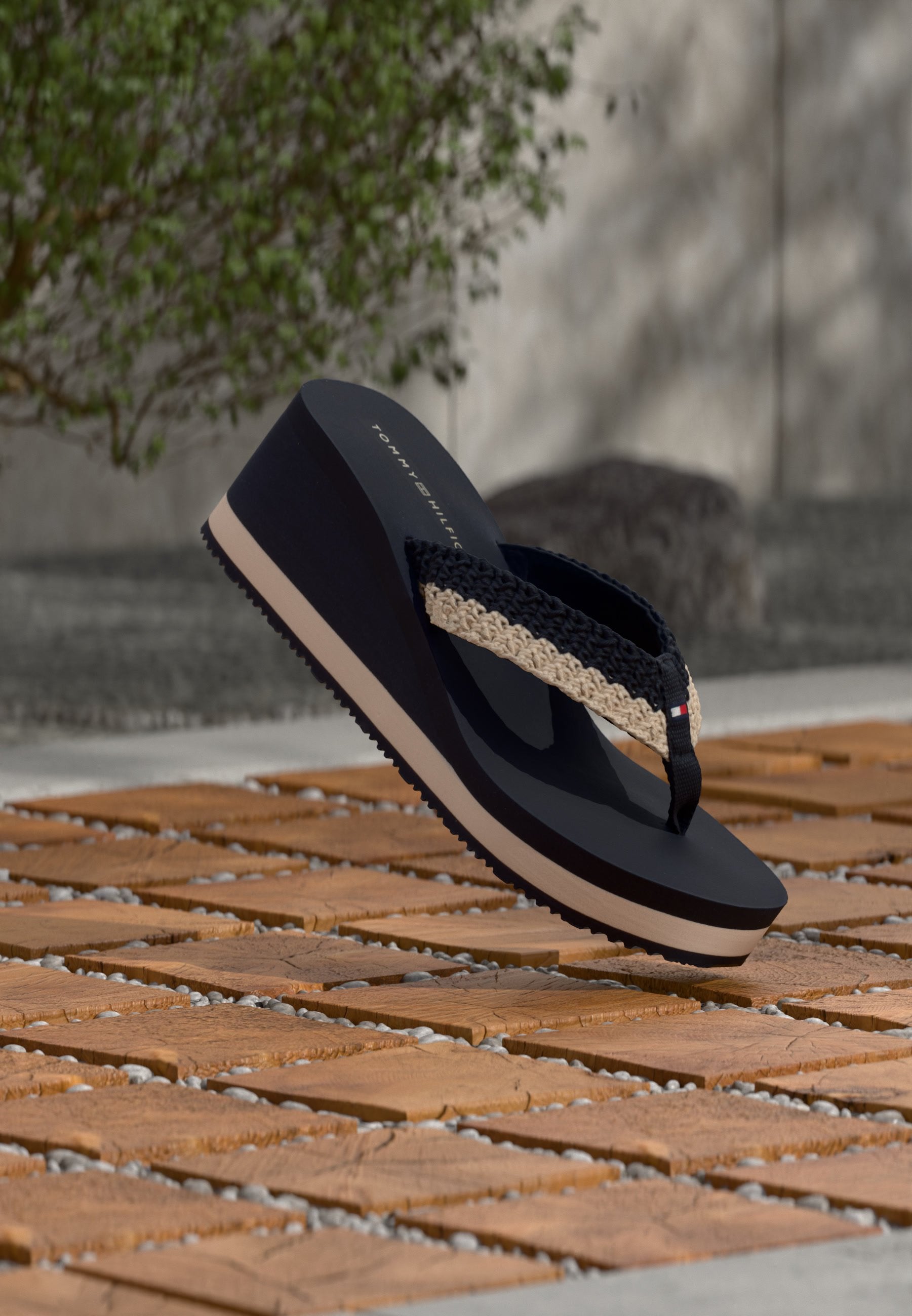 TH WEDGE CROCHET SUMMER SANDAL - T-bar sandals - space blue