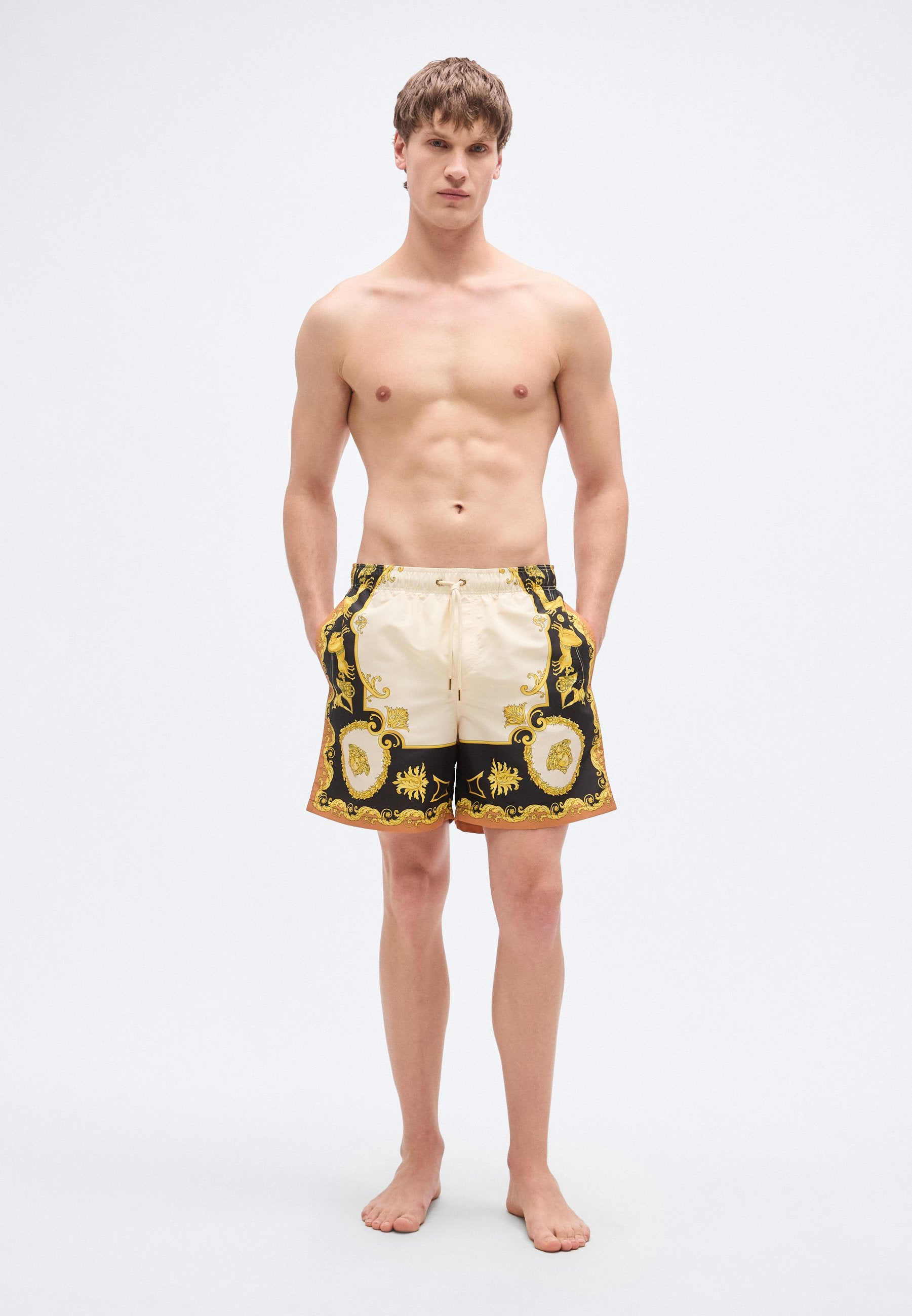 SWIM MYTHIC BAROCCO PRINT - Swimming shorts - black/ivory/autumn spice