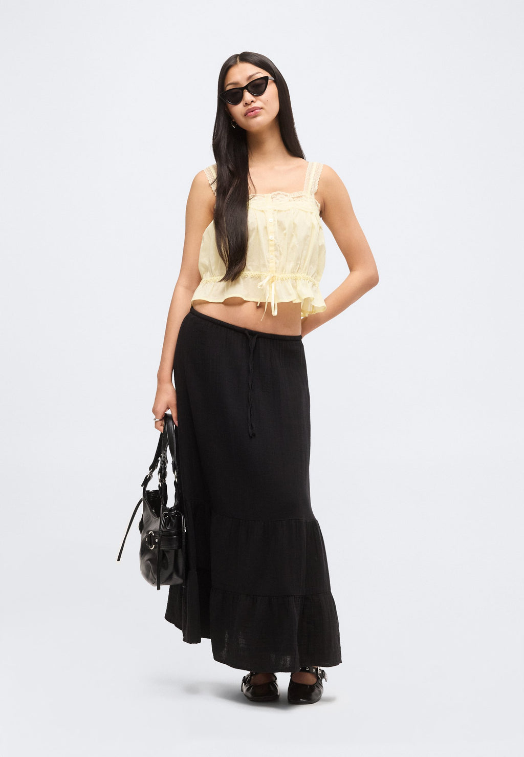 EWAIST SKIRT - Maxi skirt - true black