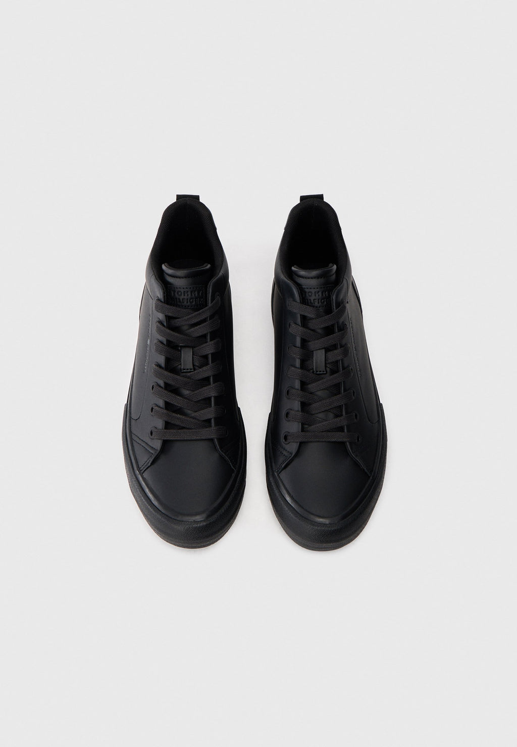 LEATHER SERRATED MID-TOP TRAINERS - Trainers - black