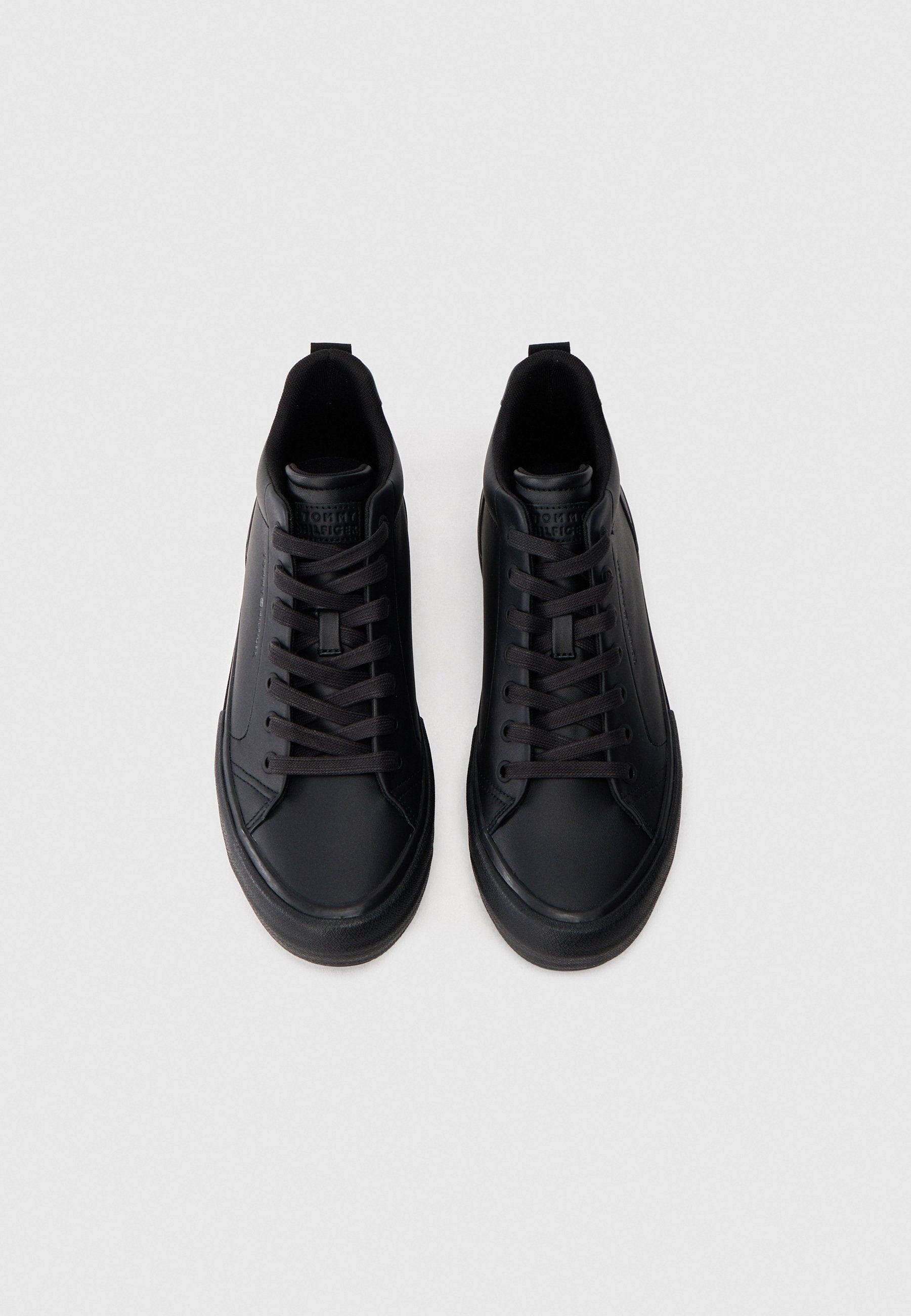 LEATHER SERRATED MID-TOP TRAINERS - Trainers - black