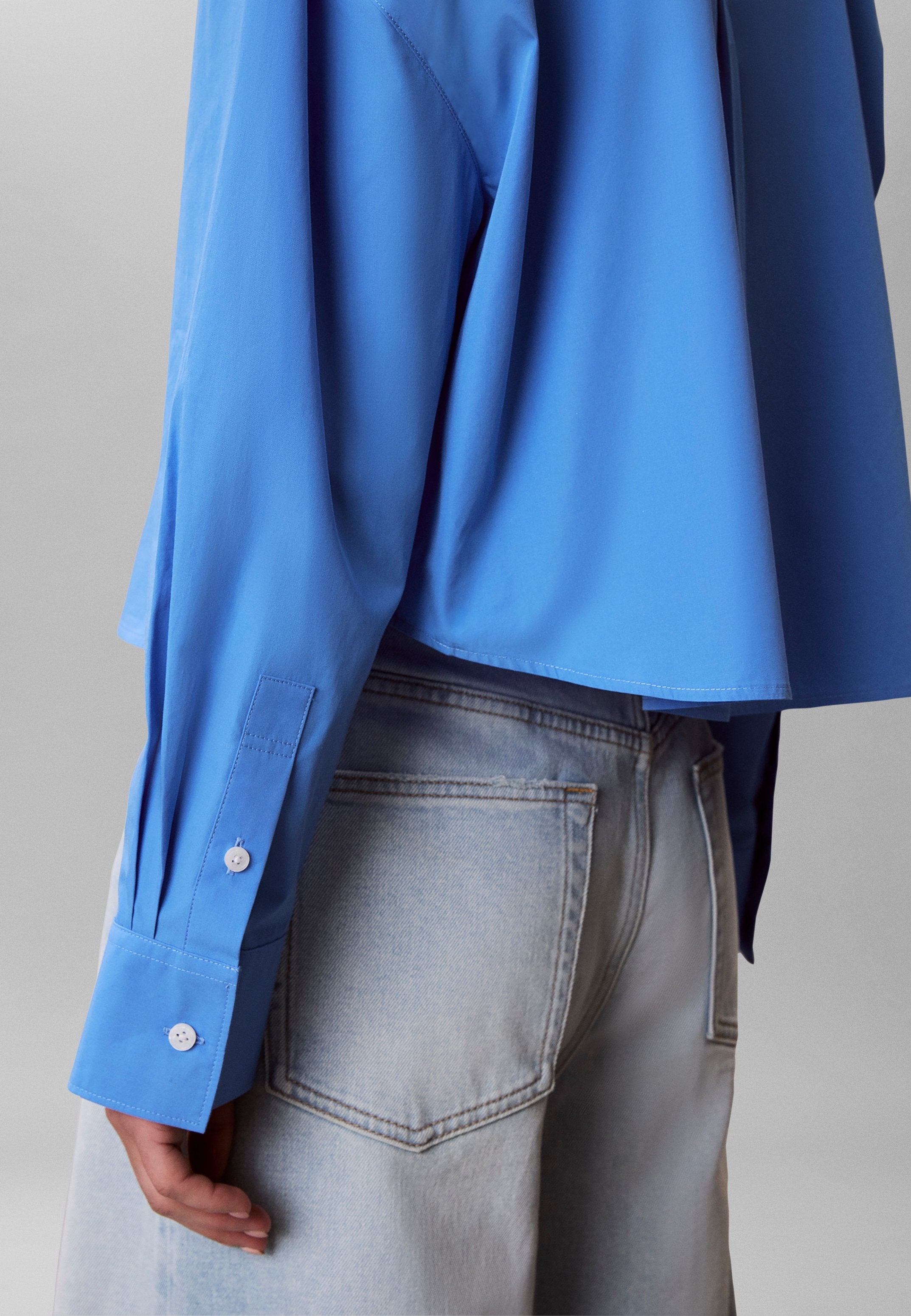 CROPPED - Button-down blouse - marina