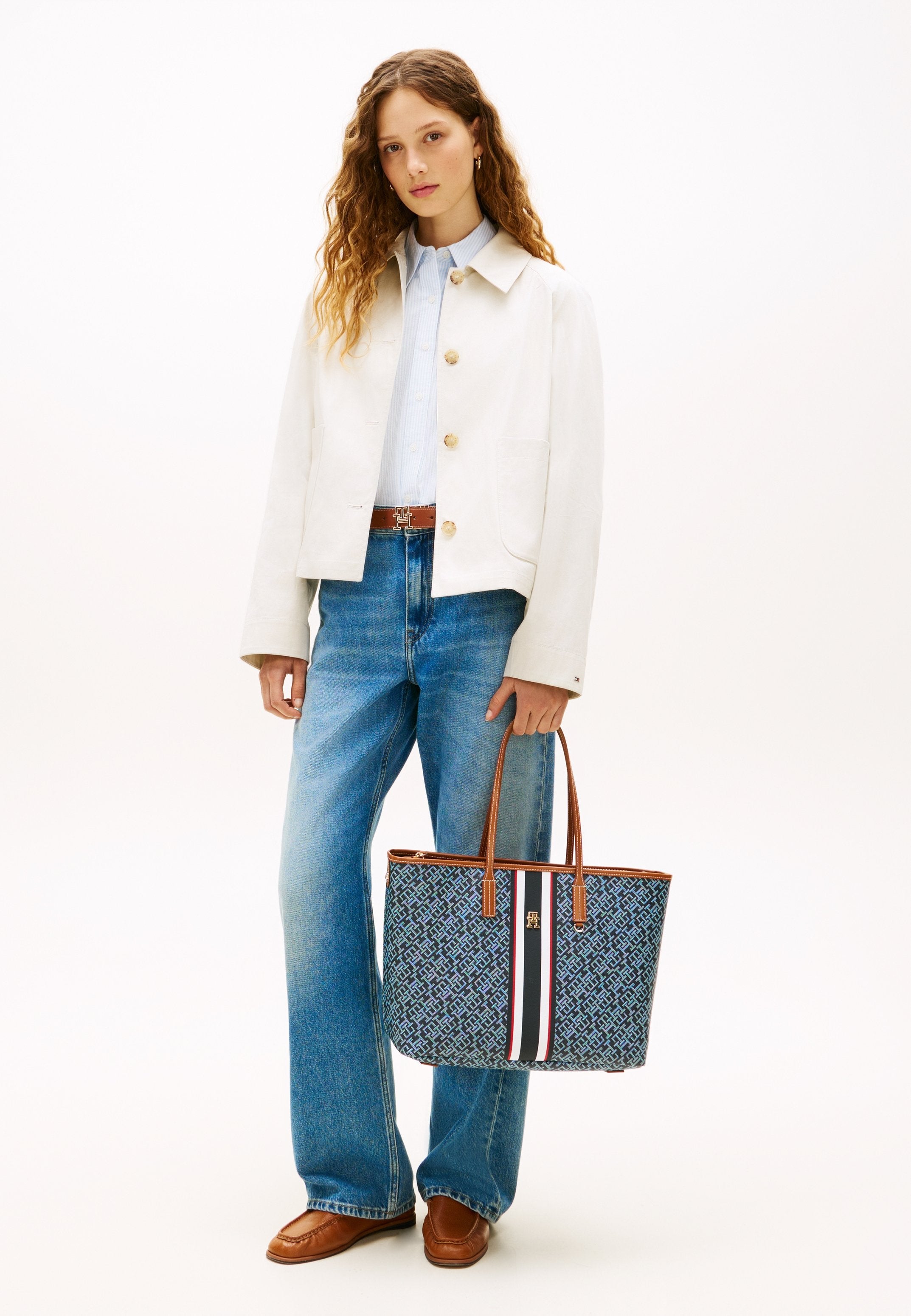 TH MONOPLAY TOTE STRIPE LE - Handbag - blue mix
