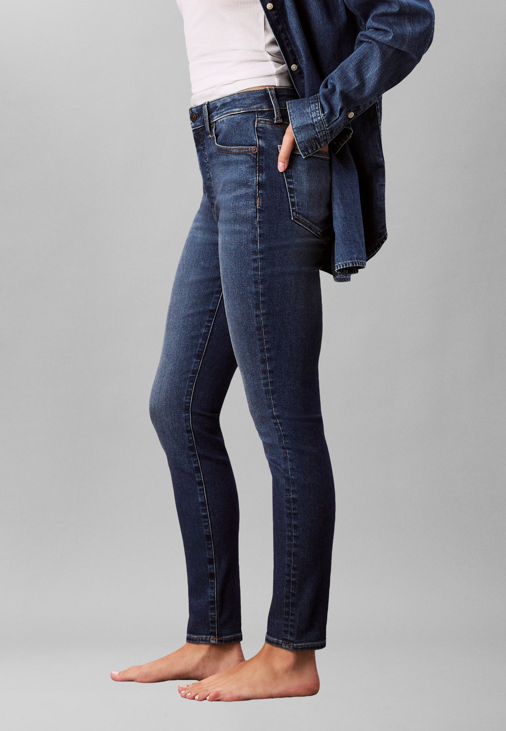 JEAN SKINNY TAILLE HAUTE - Jean skinny fit - bleu midtown