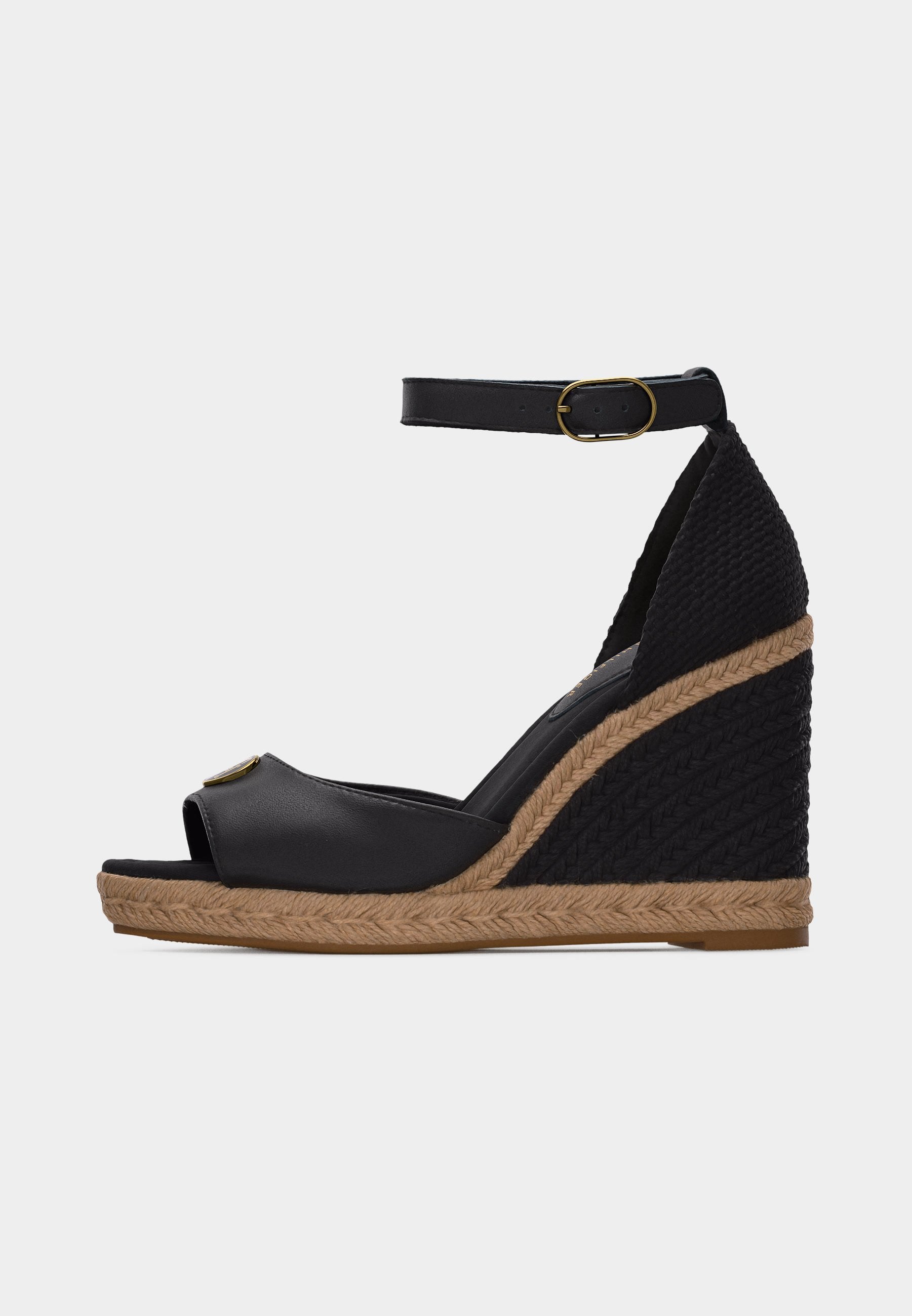 PLATE WEDGE - Platform sandals - black
