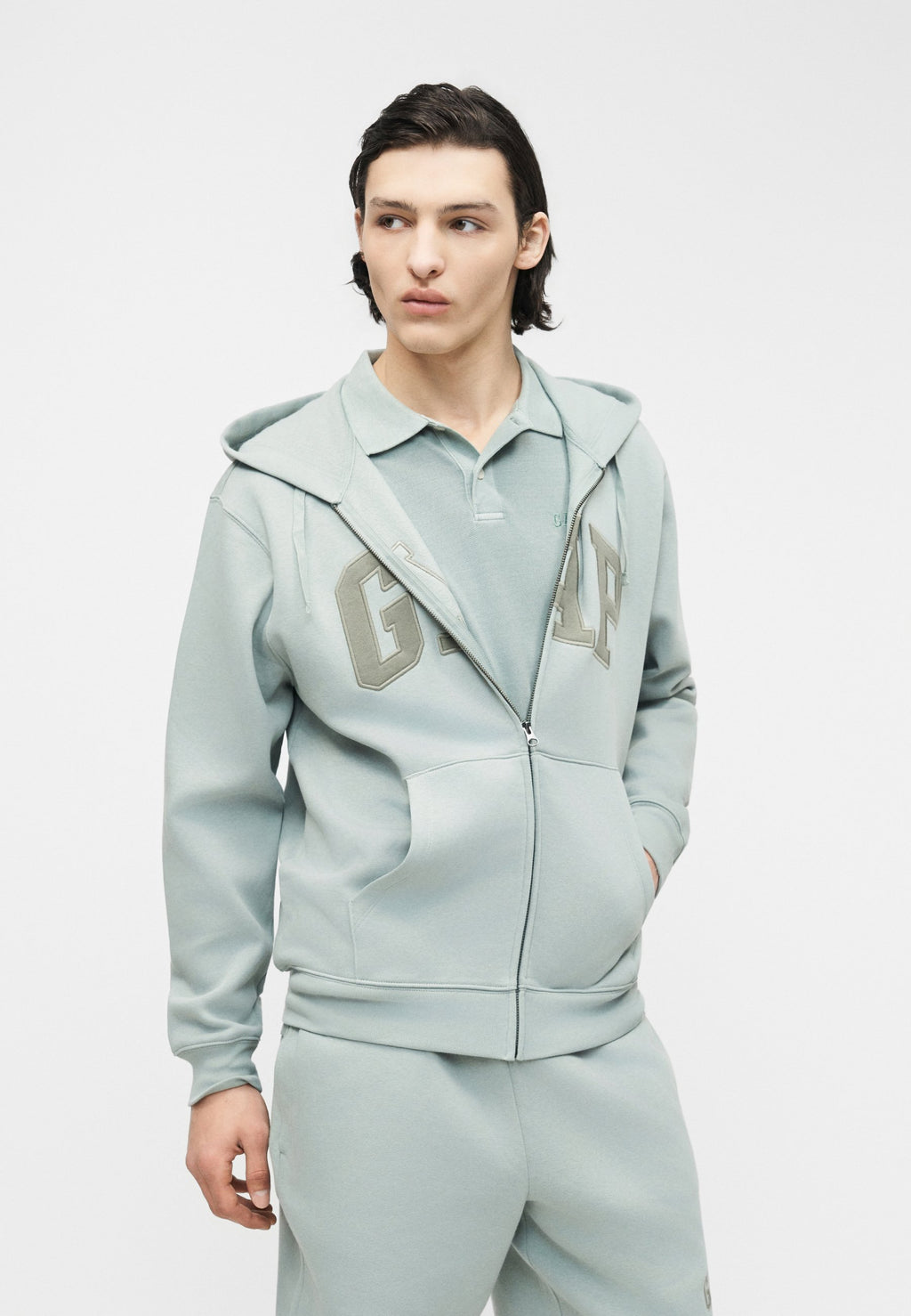 HERITAGE LOGO - Zip-up sweatshirt - iceberg green