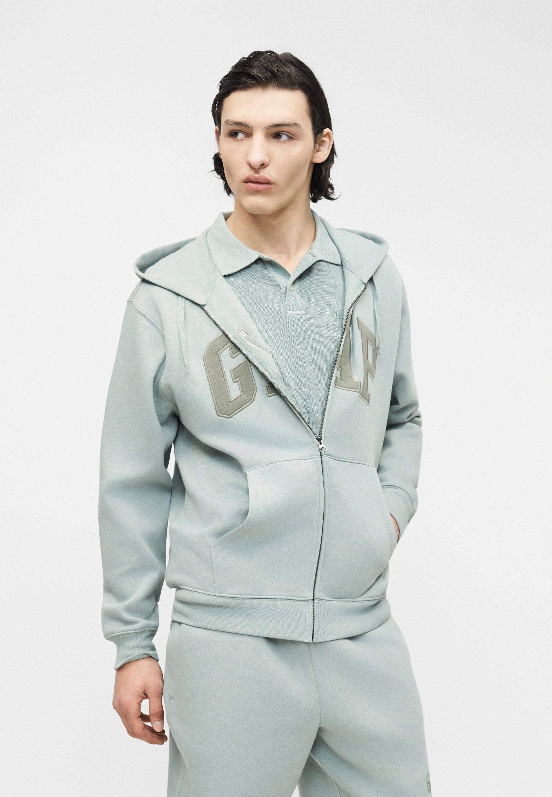 HERITAGE LOGO - Zip-up sweatshirt - iceberg green