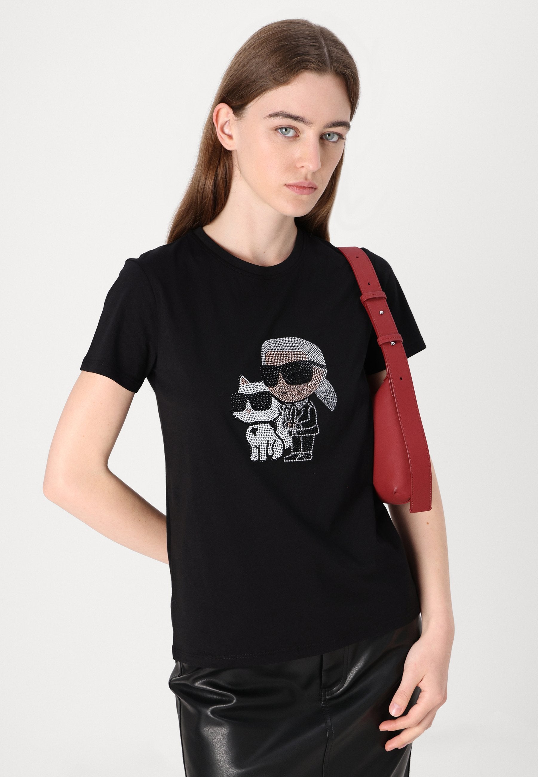 IKON KARL & COUPETTE RHINESTONE - T-shirt Imprimé - noir