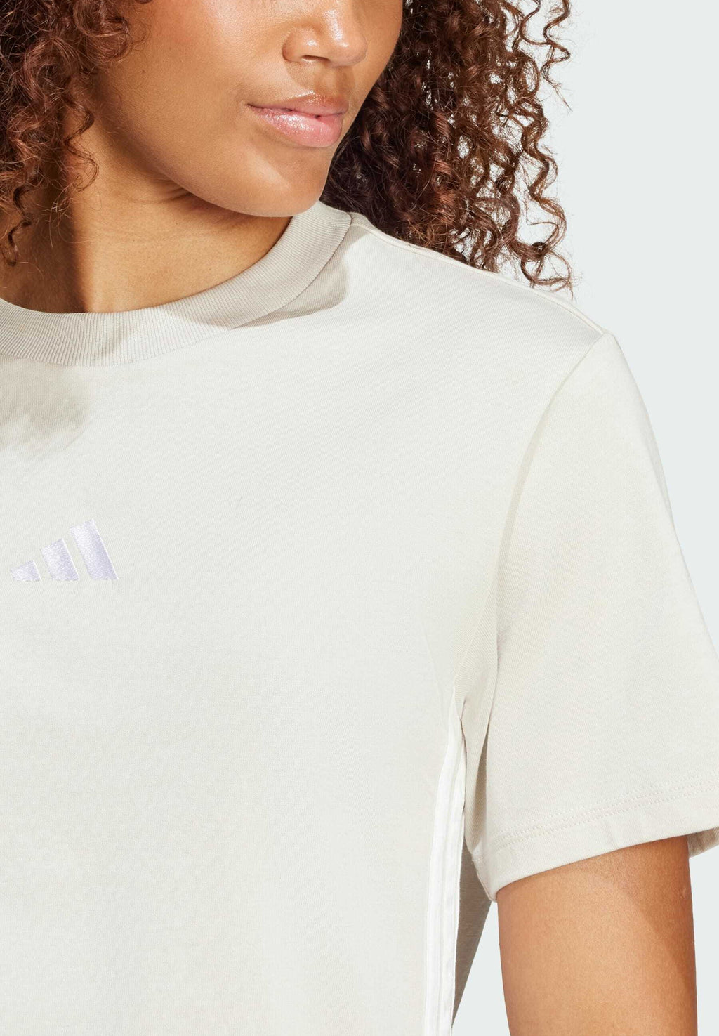 ESSENTIALS 3 STRIPES - Print T-shirt - beige white