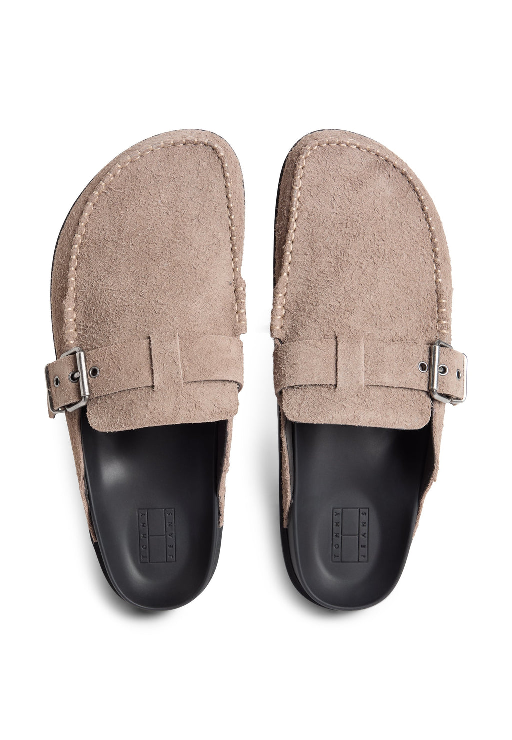 TEXTURED WASHED SUEDE LOAFER MULES - Mules - dusty brown