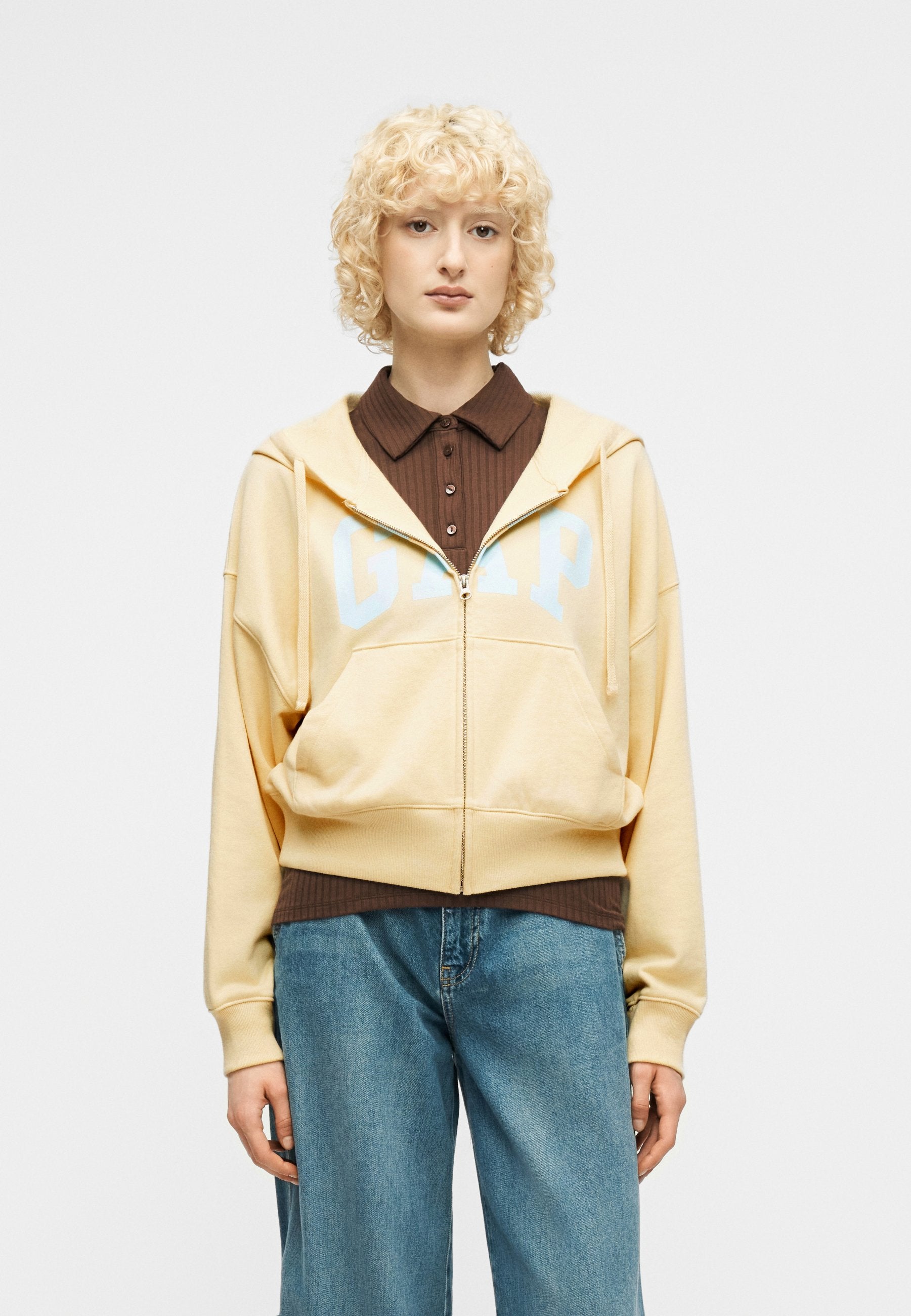 HERITAGE - Zip-up sweatshirt - light yellow
