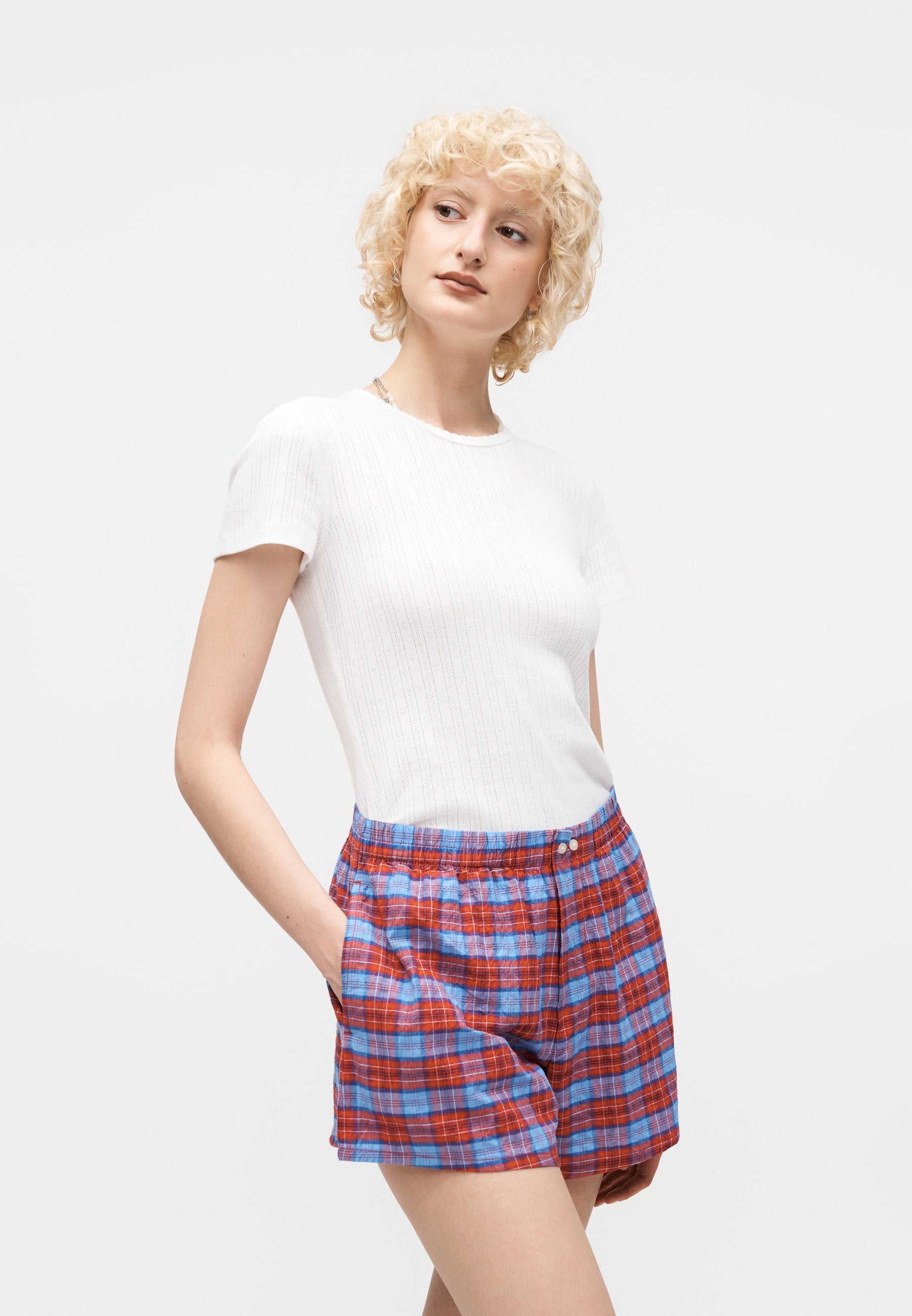 POINTELLE CREW - Basic T-shirt - fresh white