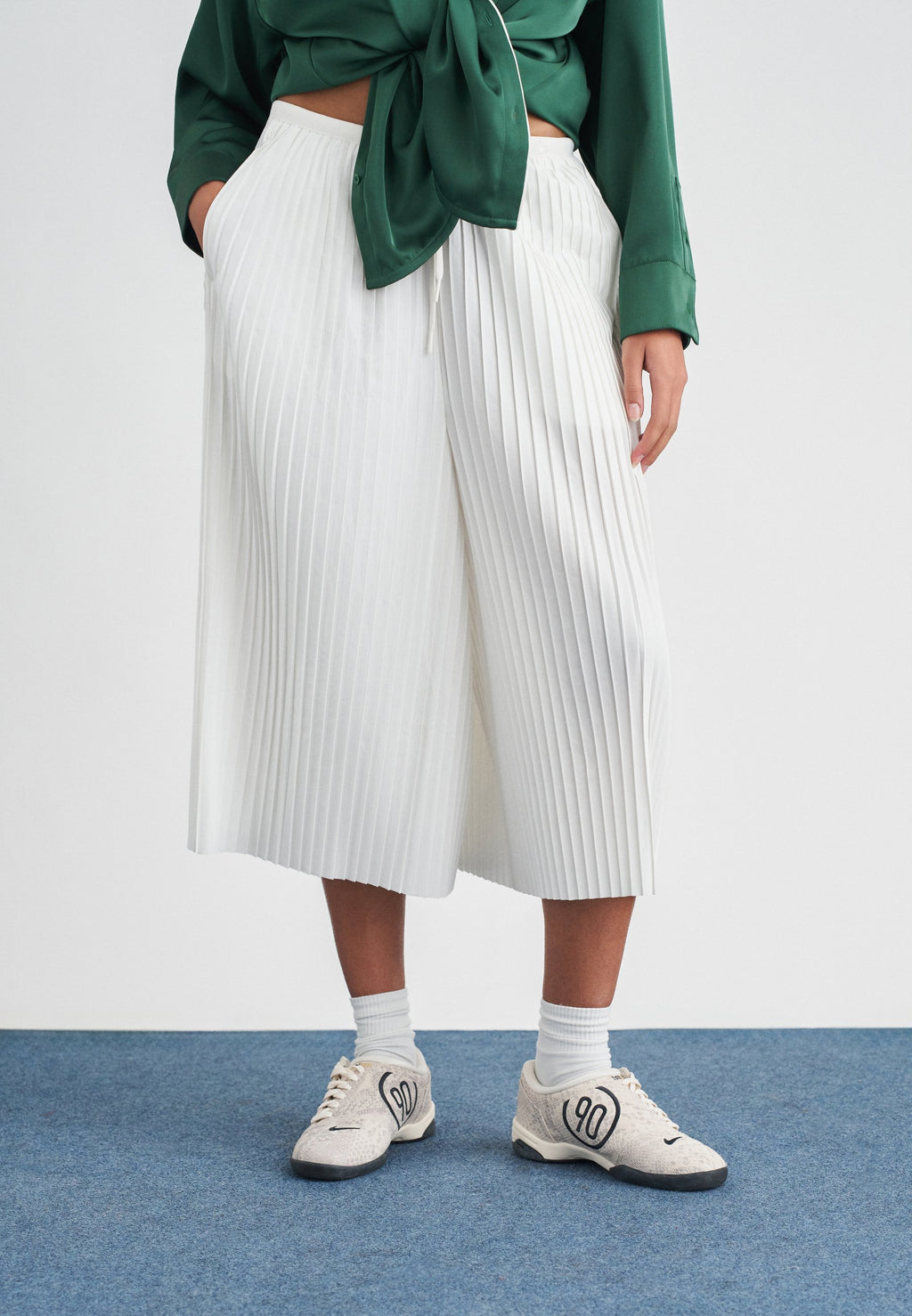 PLEATED CULOTTE - Trousers - sail