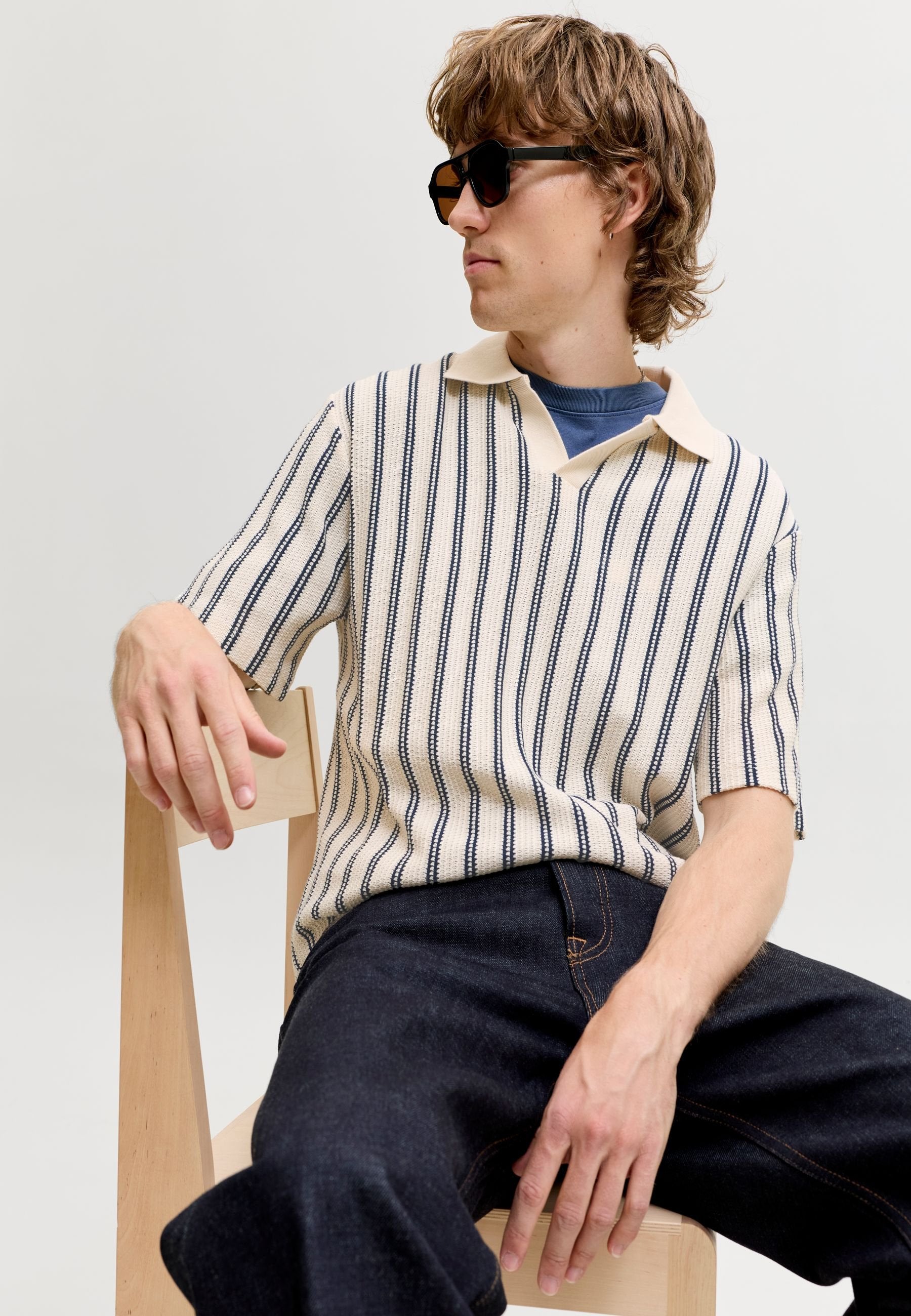 Striped - Polo shirt - cloud dancer